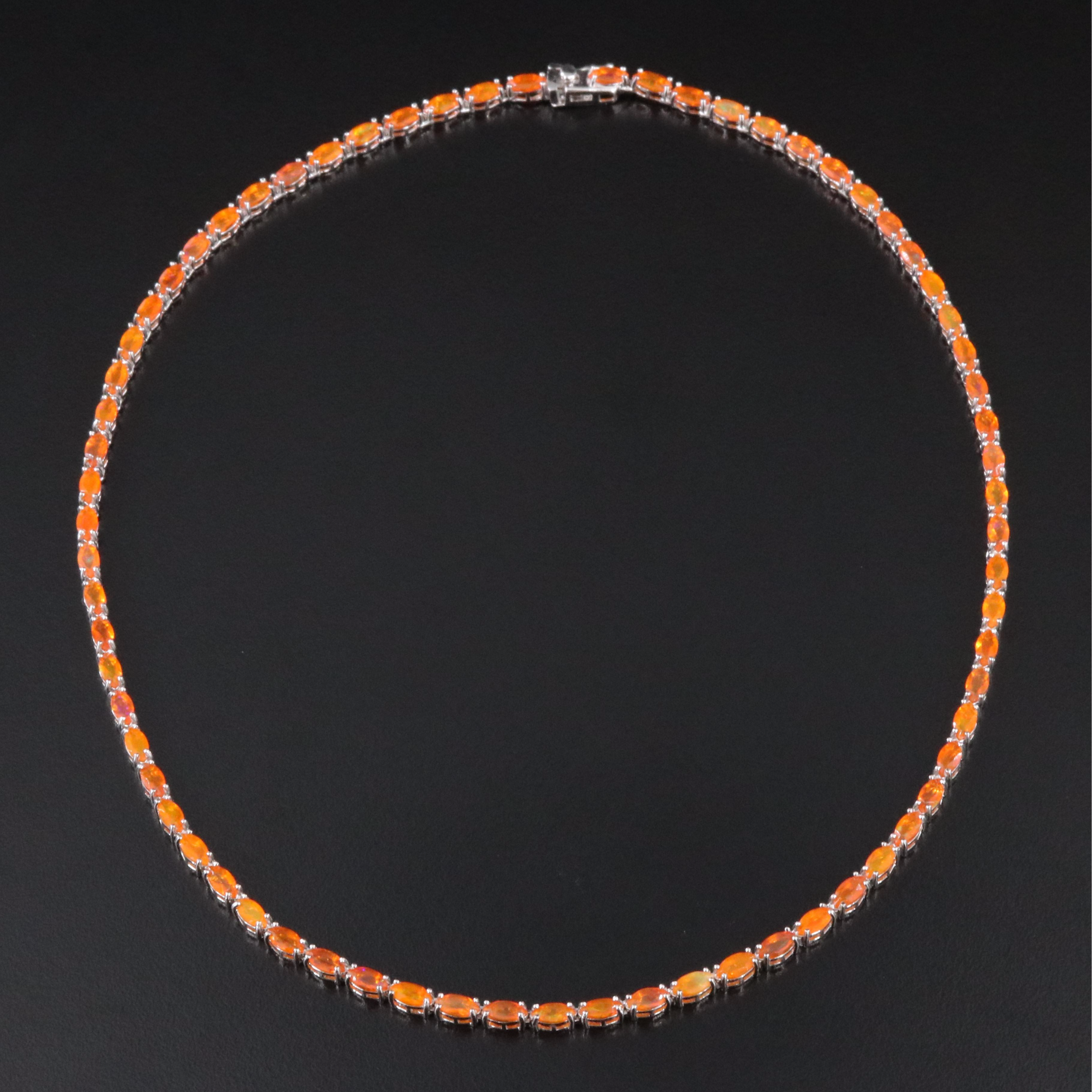 Sterling Fire Opal Riviera Necklace