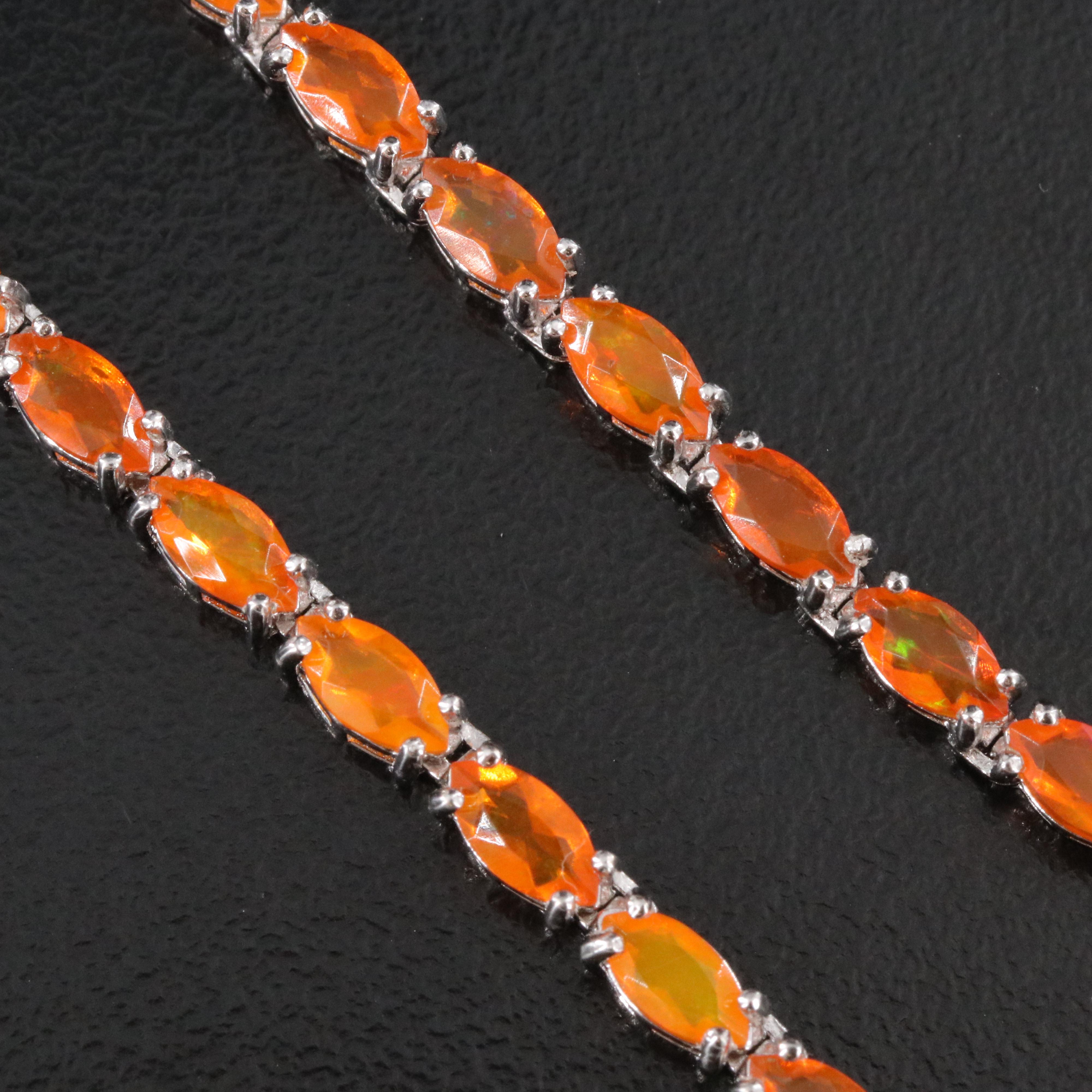 Sterling Fire Opal Riviera Necklace
