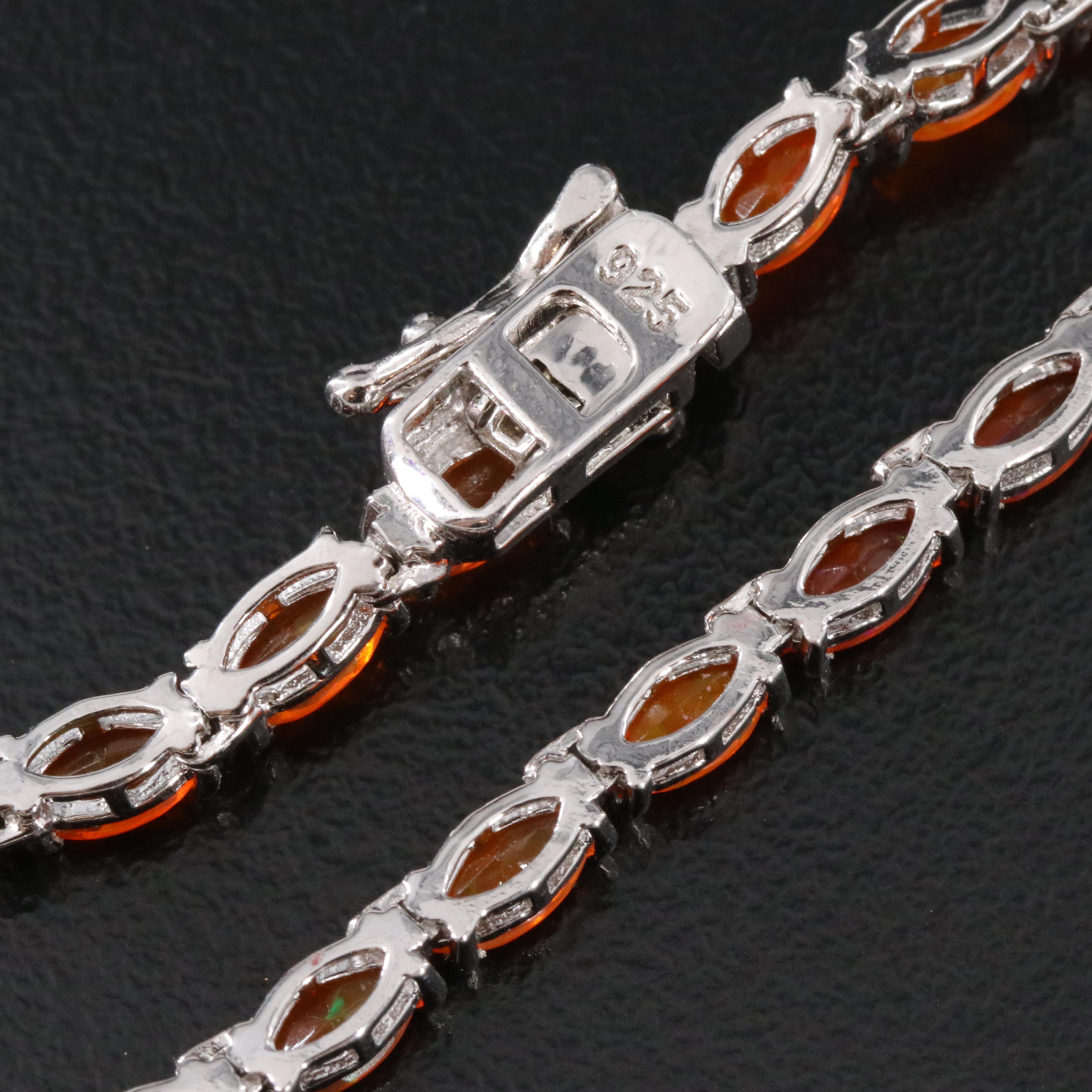 Sterling Fire Opal Riviera Necklace