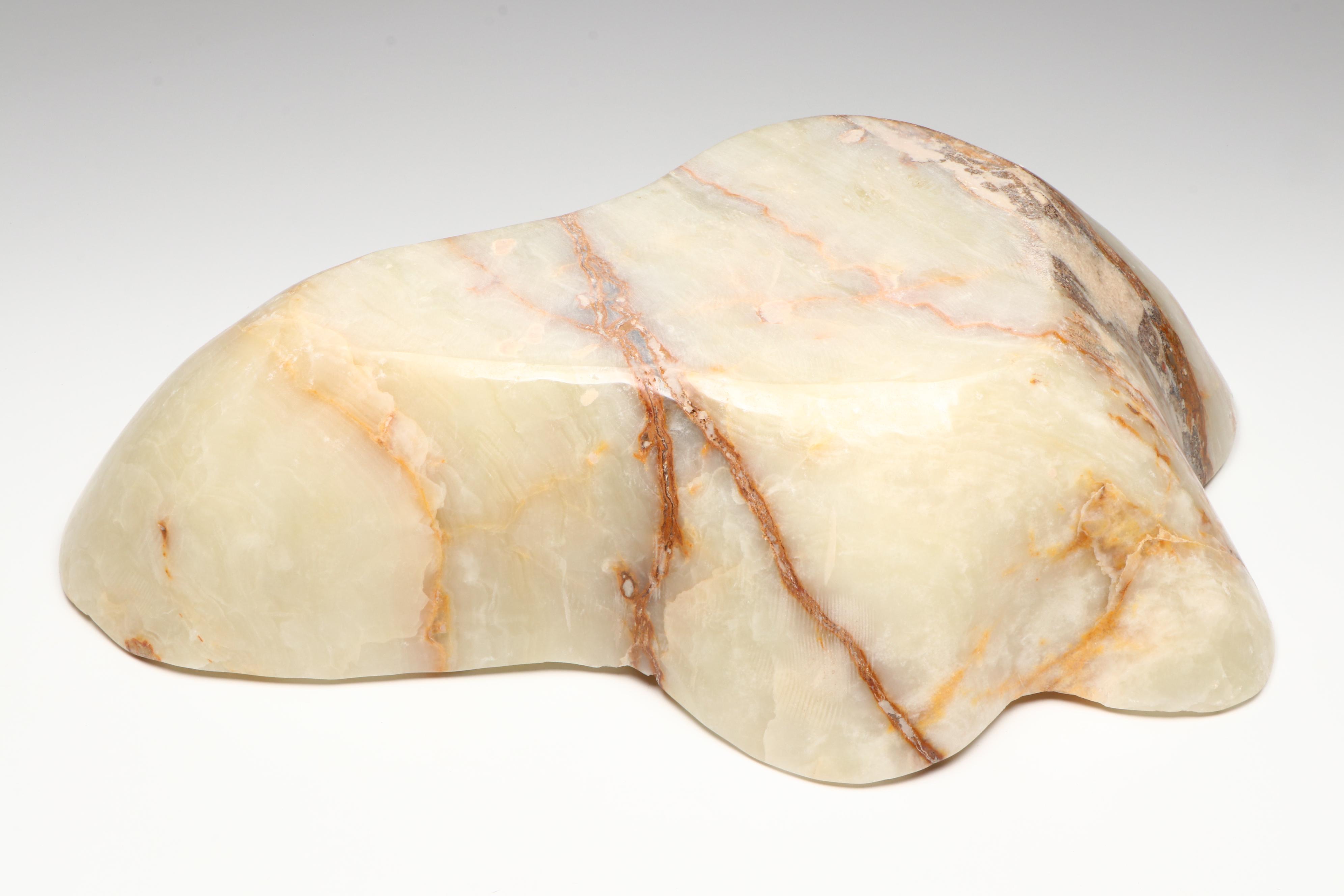 Carved Banded Calcite Freeform Bowl
