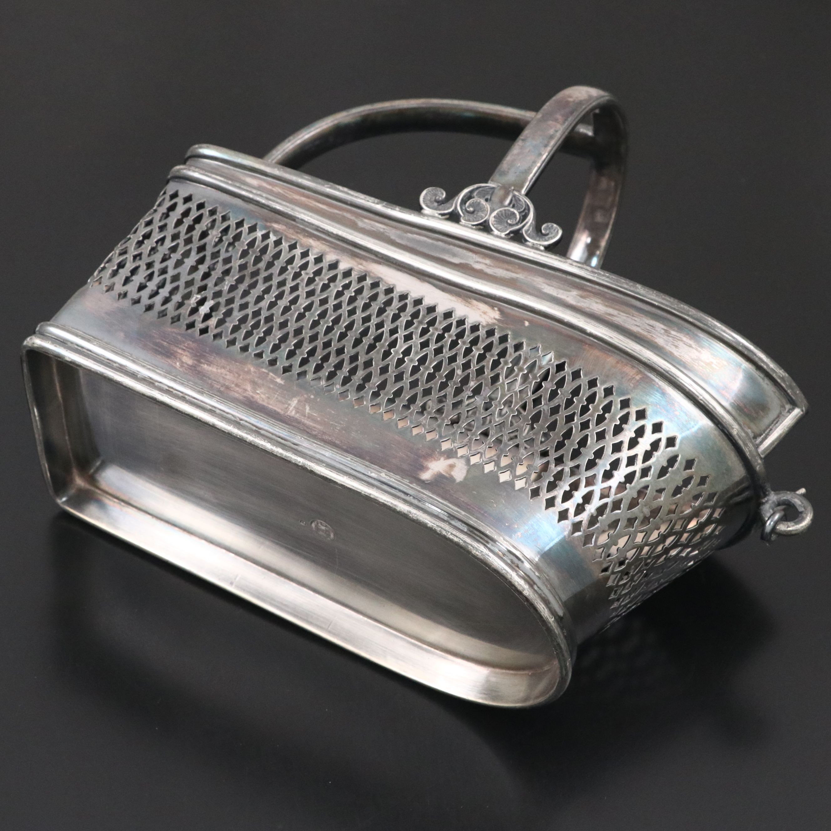 Meriden Britannia Co. Silver Plate Cradle with Other Etched Glass Decanter