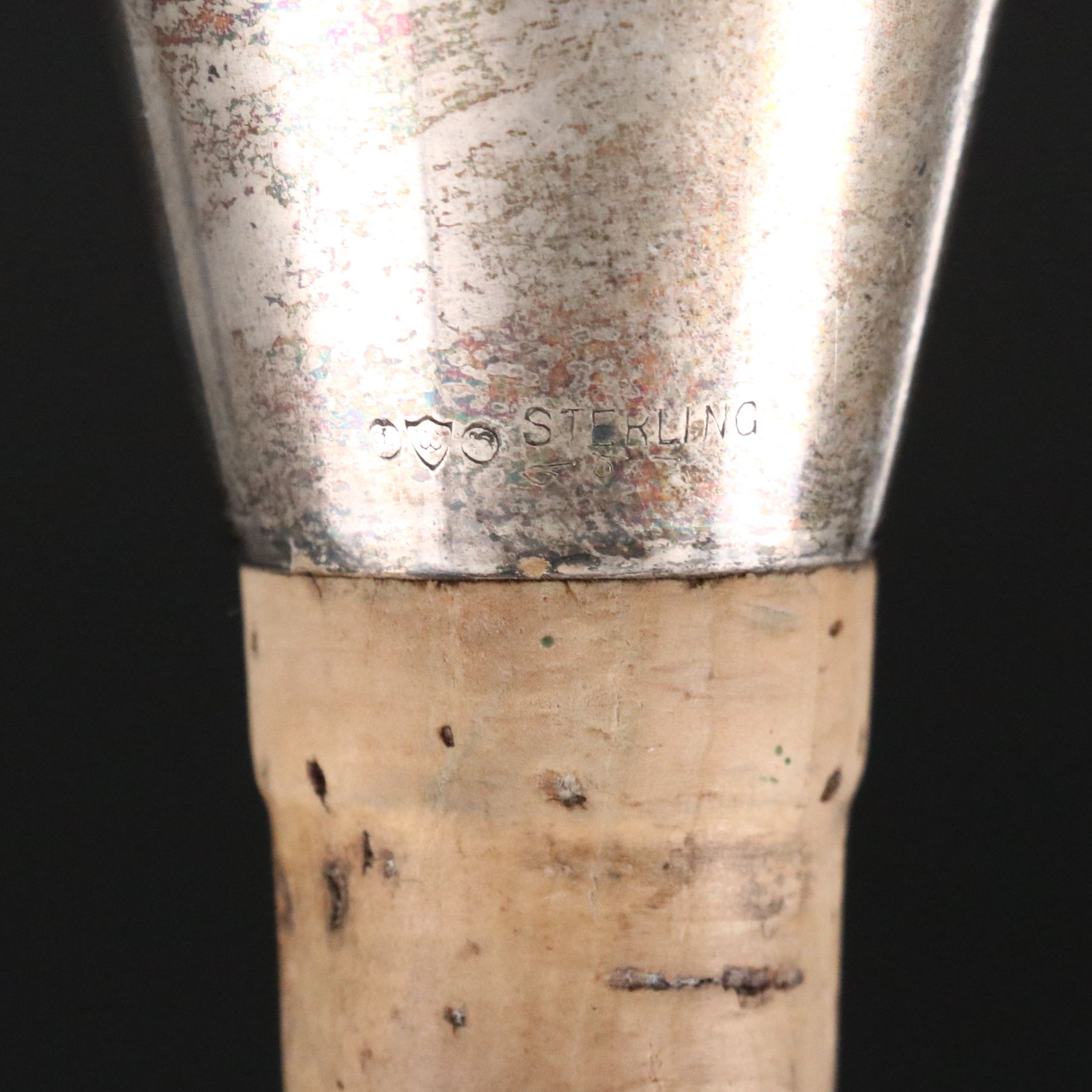 Meriden Britannia Co. Silver Plate Cradle with Other Etched Glass Decanter