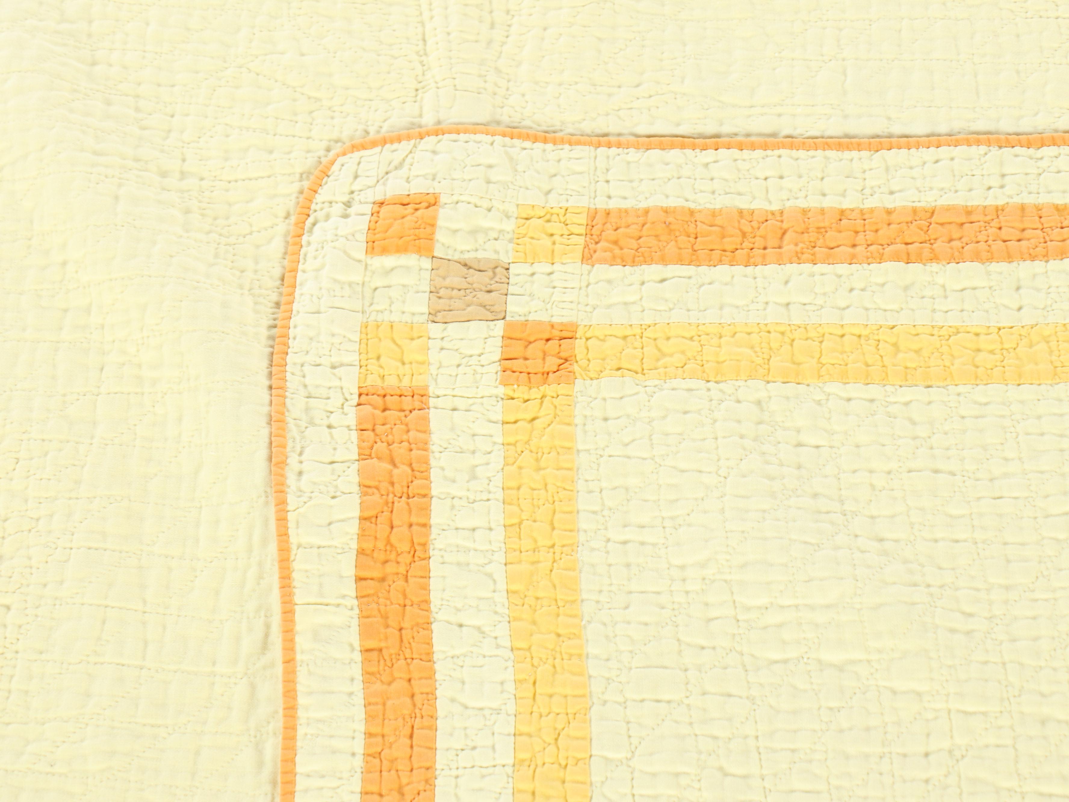 Handmade Appliqué "Dresden Sunflowers" on Whole Cloth Quilt