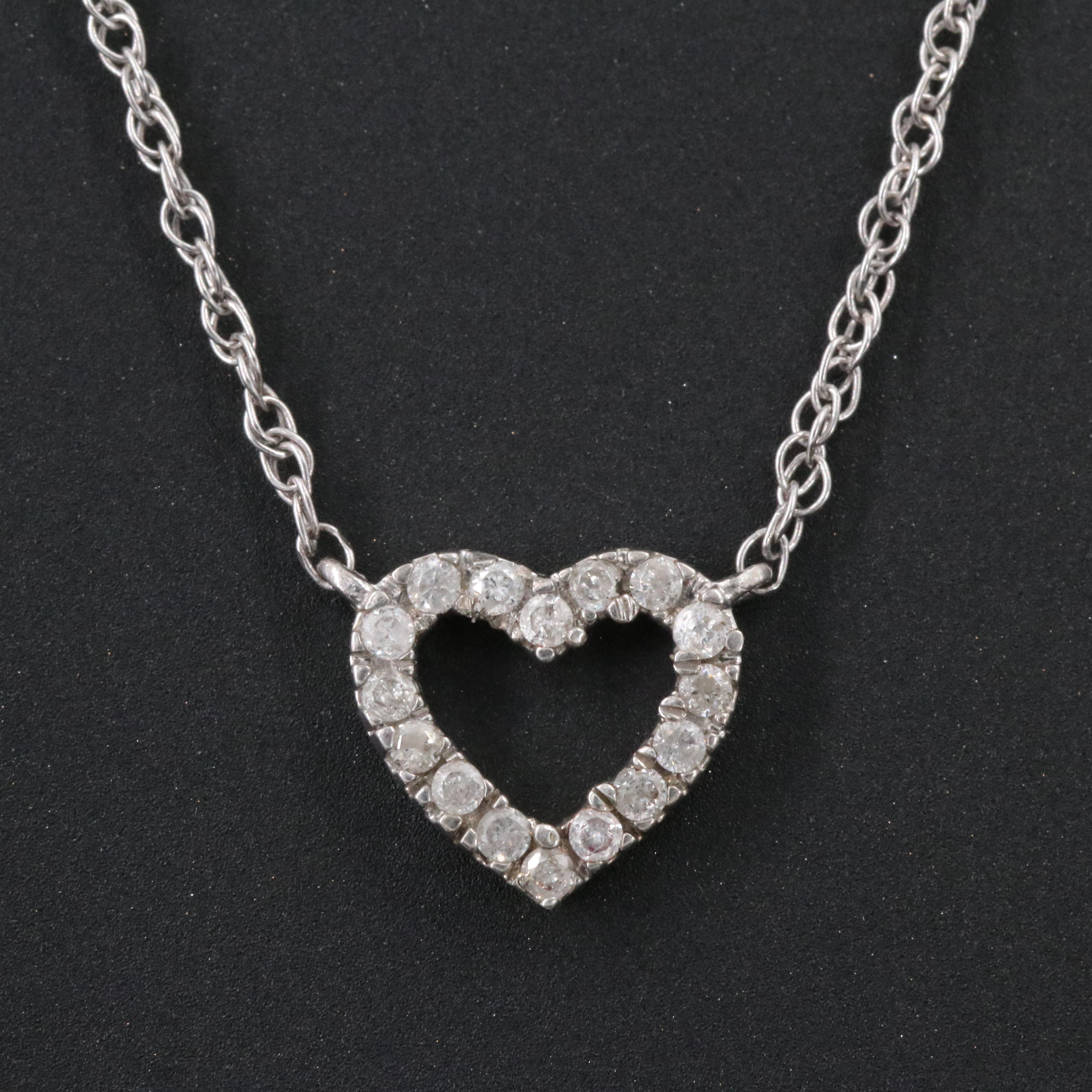 Sterling Diamond Heart Necklace