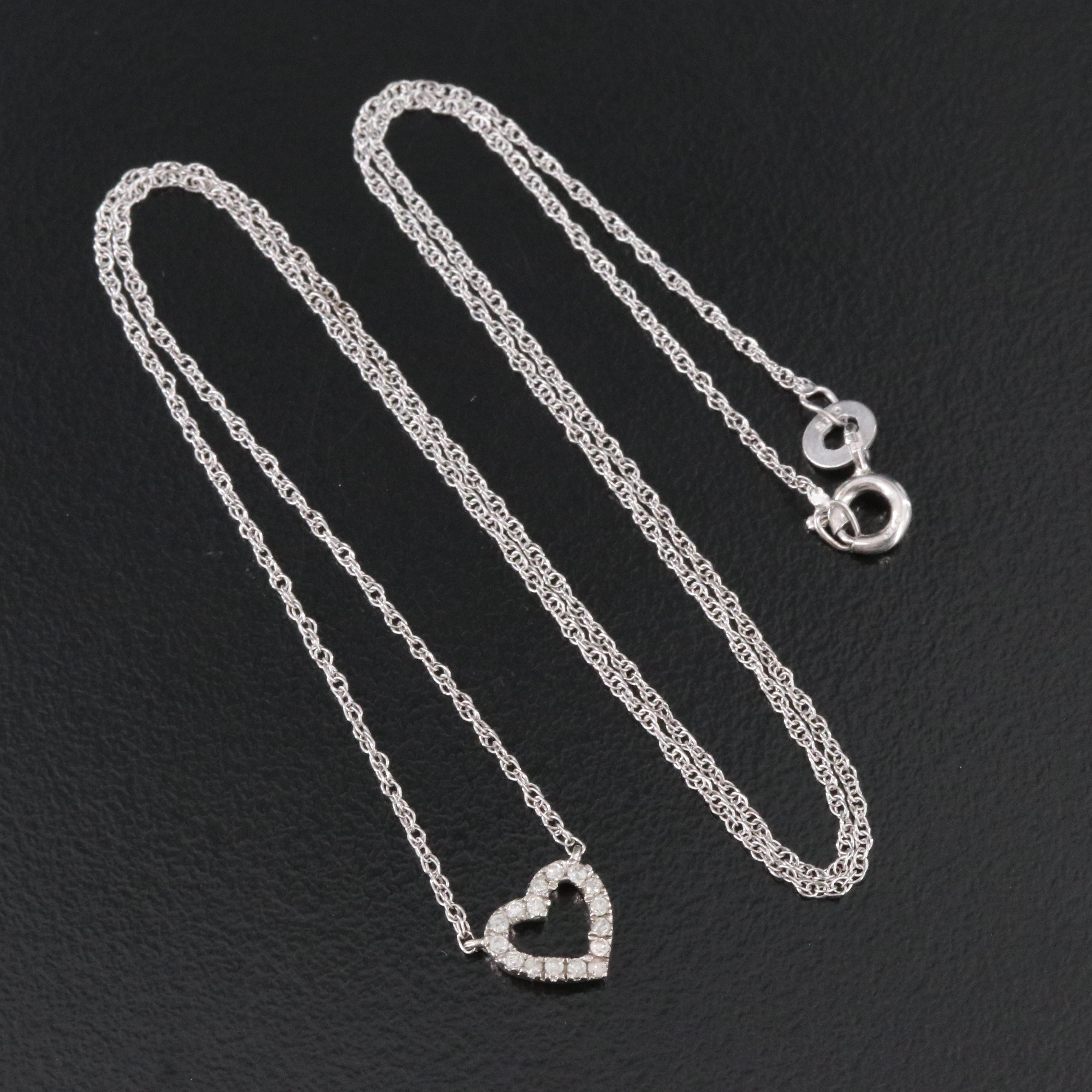 Sterling Diamond Heart Necklace
