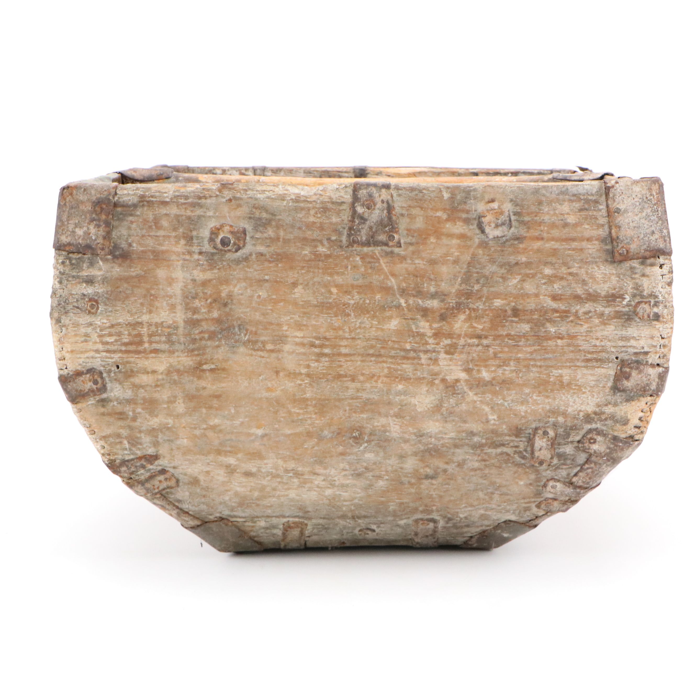 Antique Chinese Wooden Rice Bucket