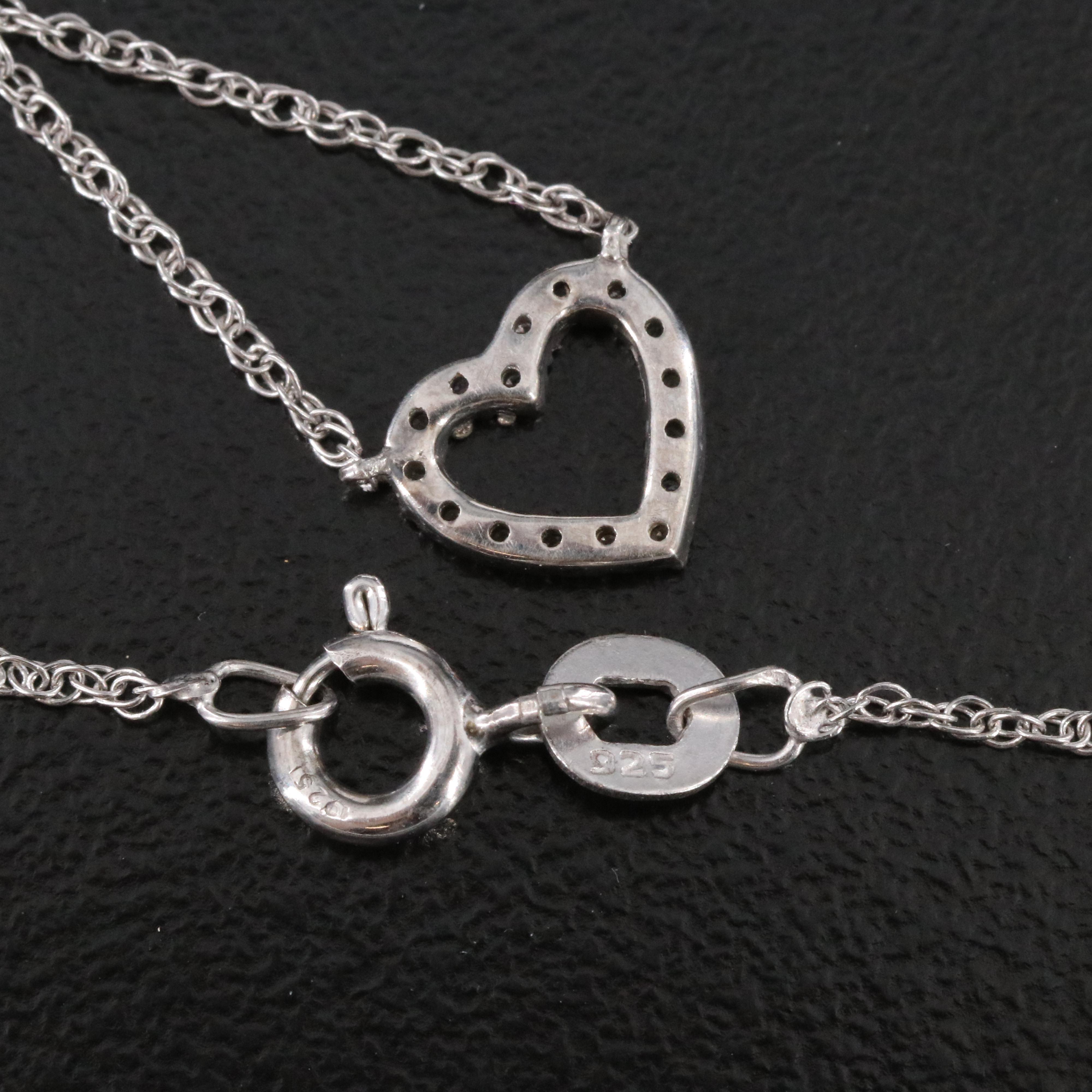 Sterling Diamond Heart Necklace