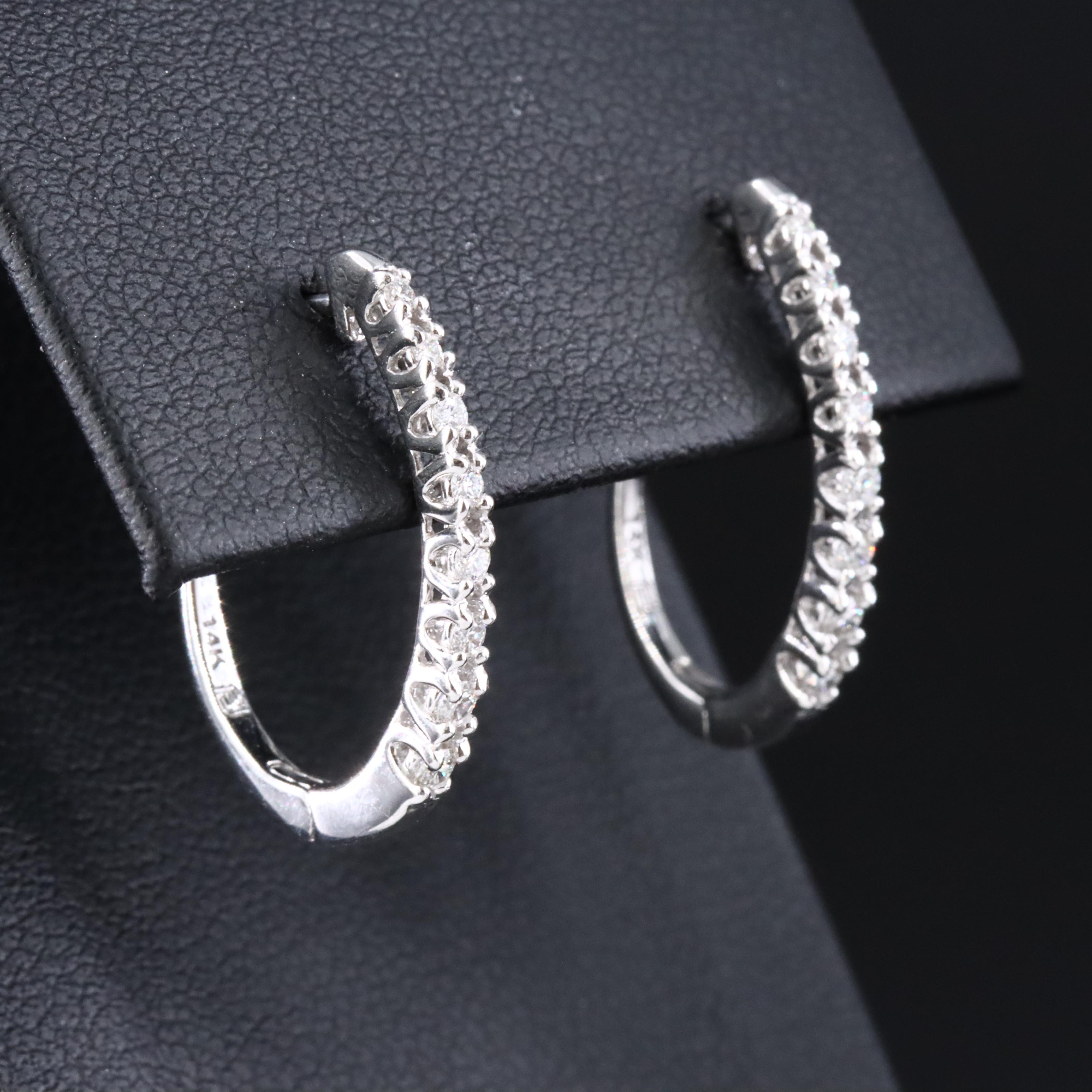 14K 0.30 CTW Diamond Hoop Earrings