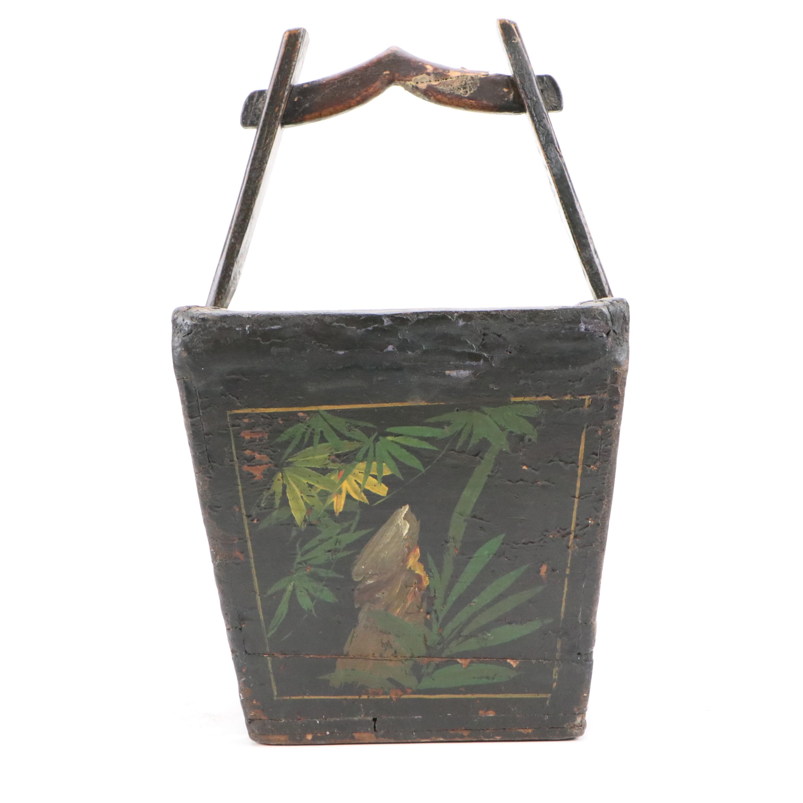 Chinese Hand-Painted Wooden Basket Lunchbox