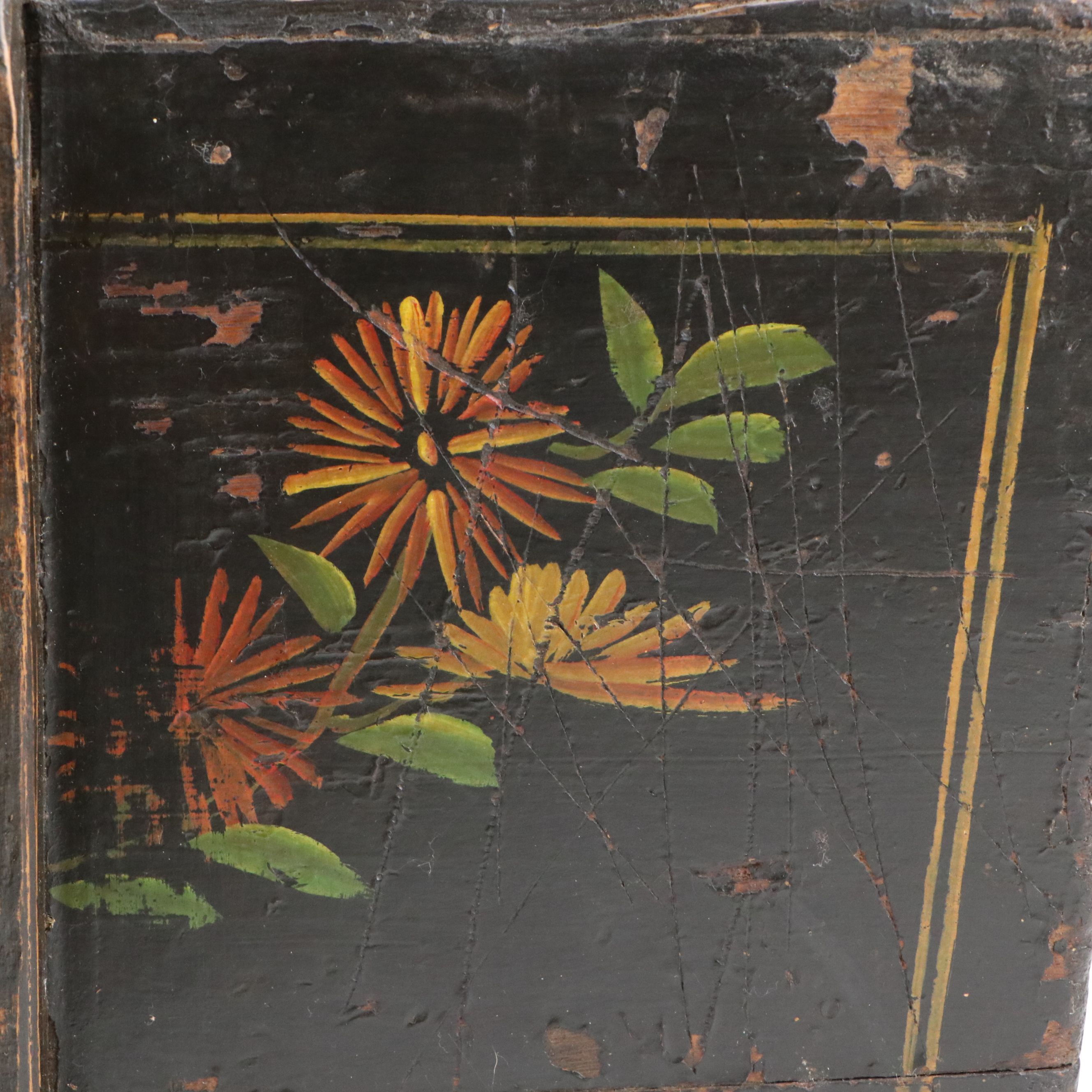 Chinese Hand-Painted Wooden Basket Lunchbox