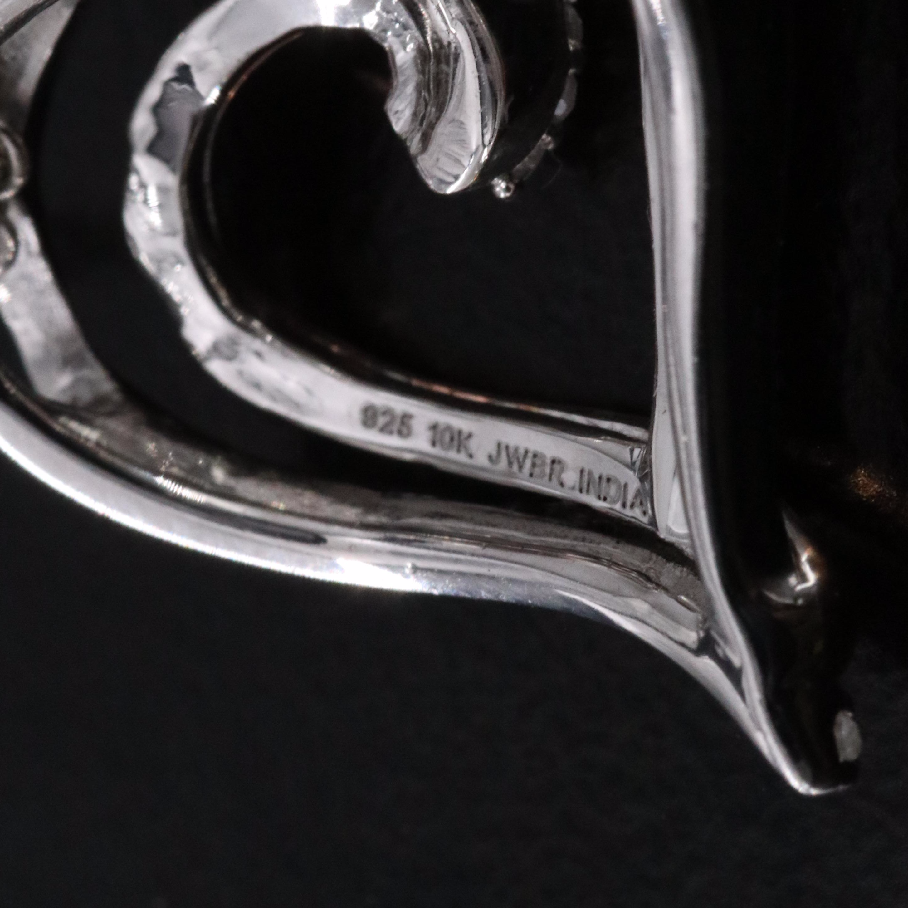 Sterling Diamond Heart Pendant Necklace with 10K Rose Gold Accent