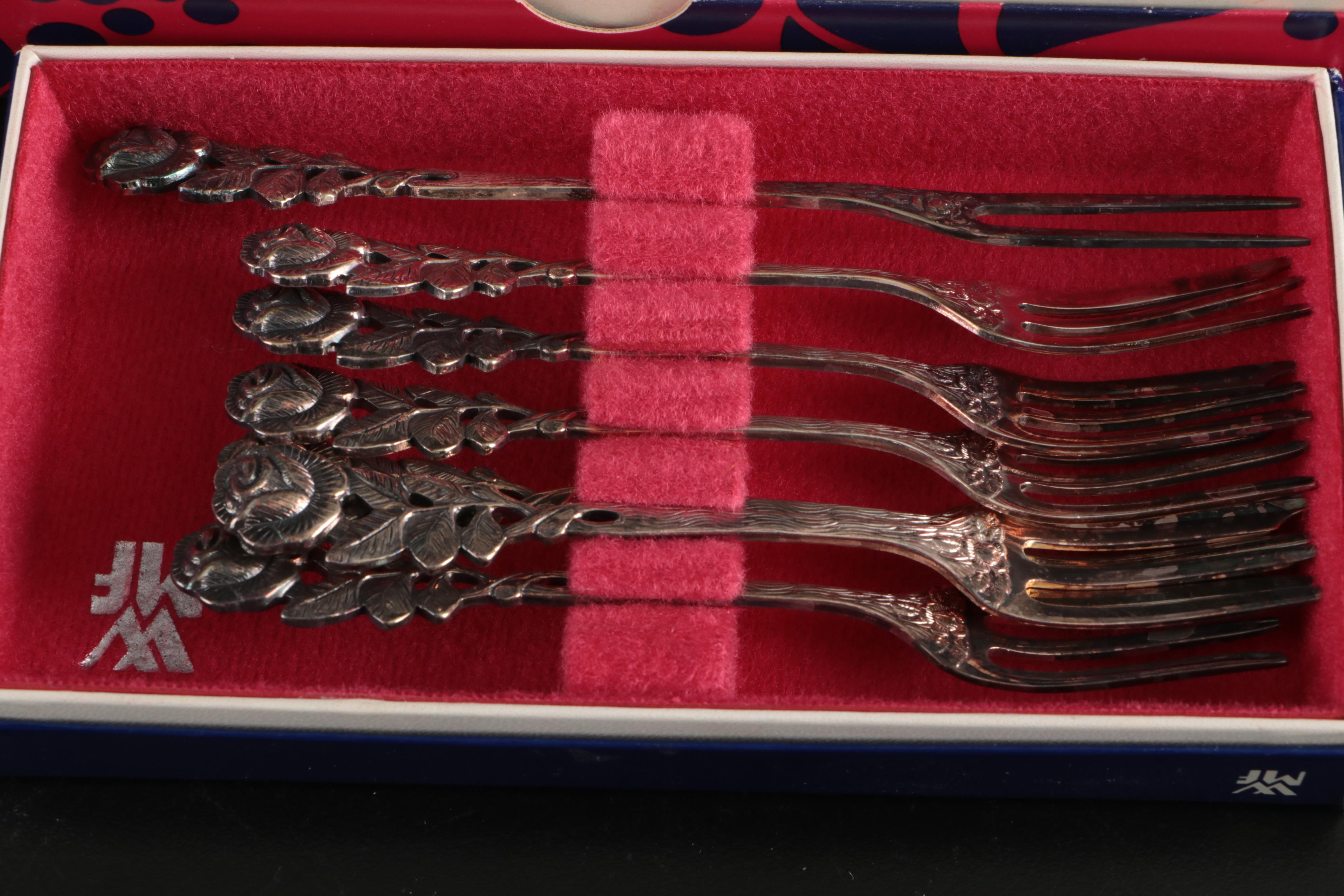 Antiko German "Hildesheimer Rose" Silver Plate Spoons and Serving Utensils