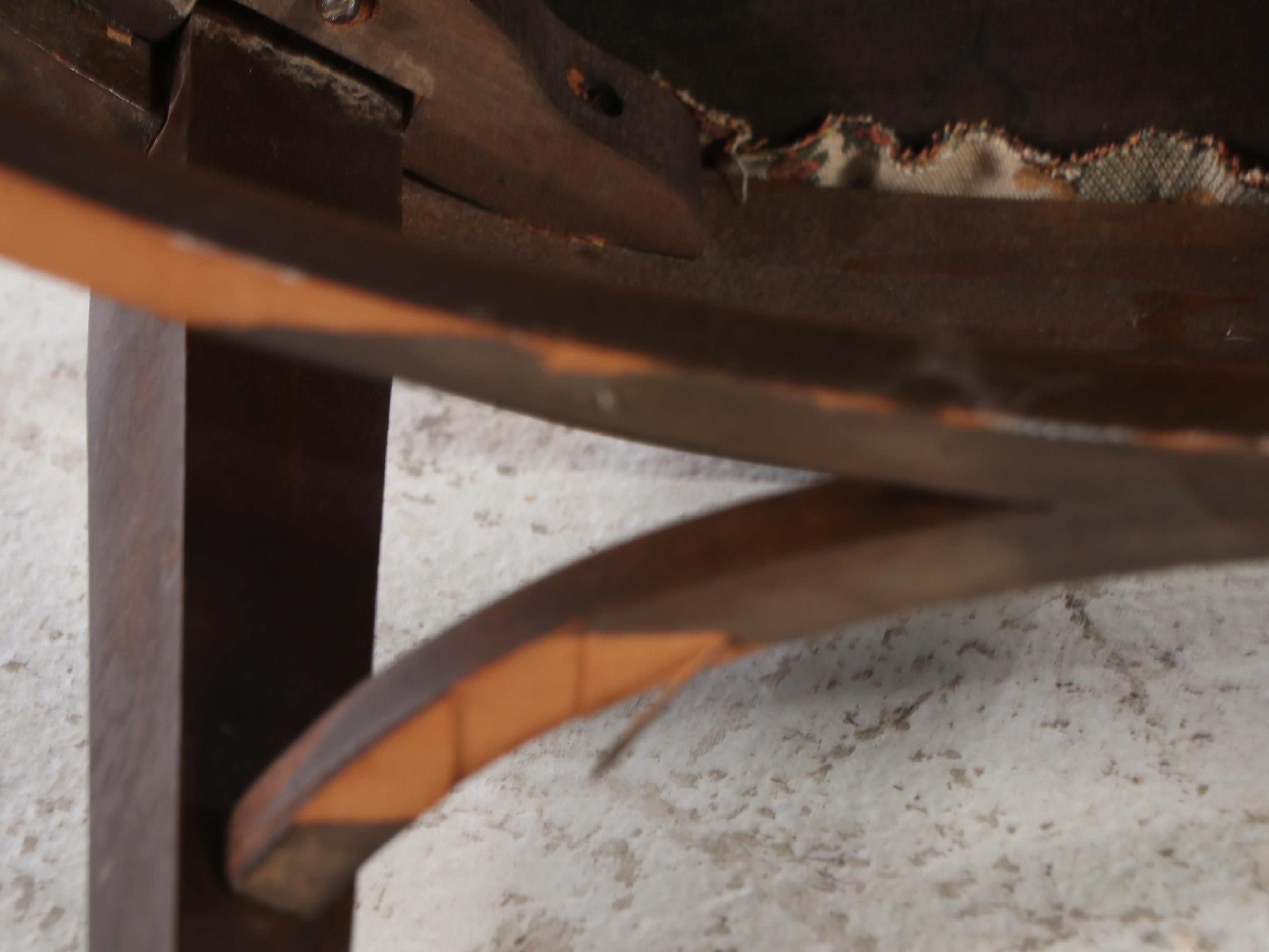 Vintage Demilune Upholstered Bench