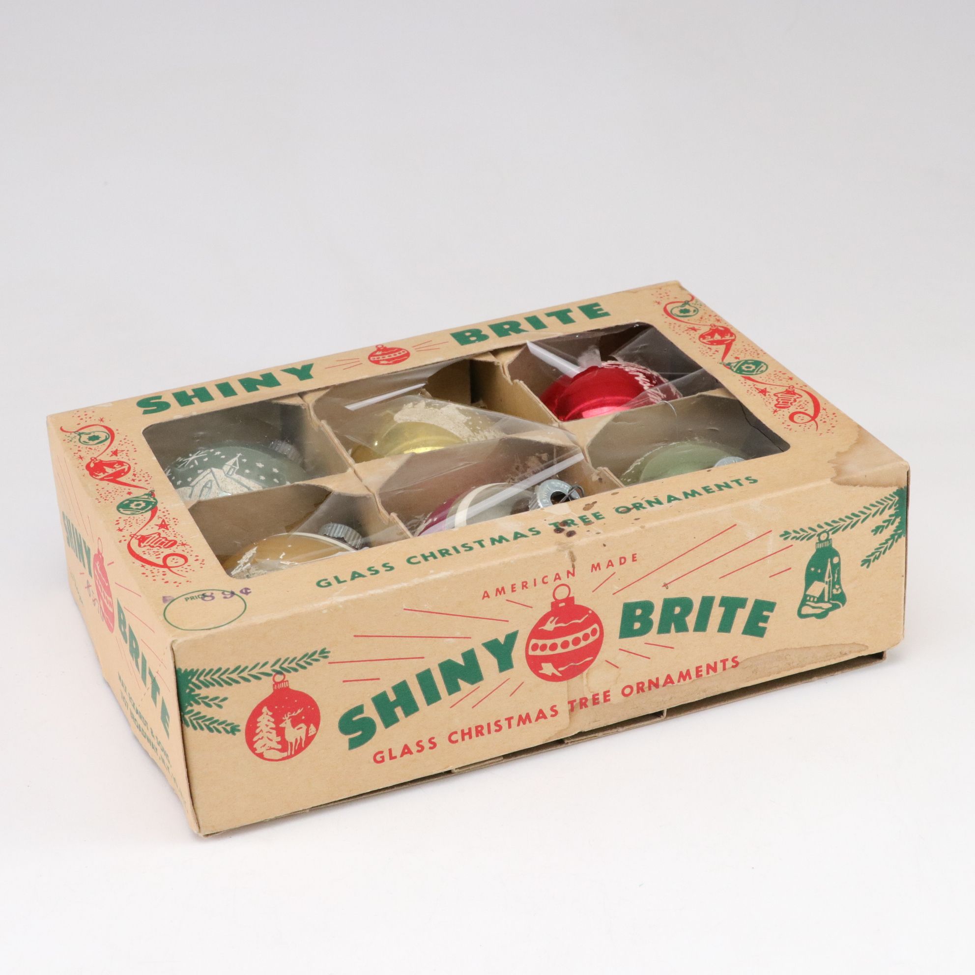 Shiny-Brite with Hand-Blown Artisan Glass Christmas Ornaments, Mid-Late 20th C.