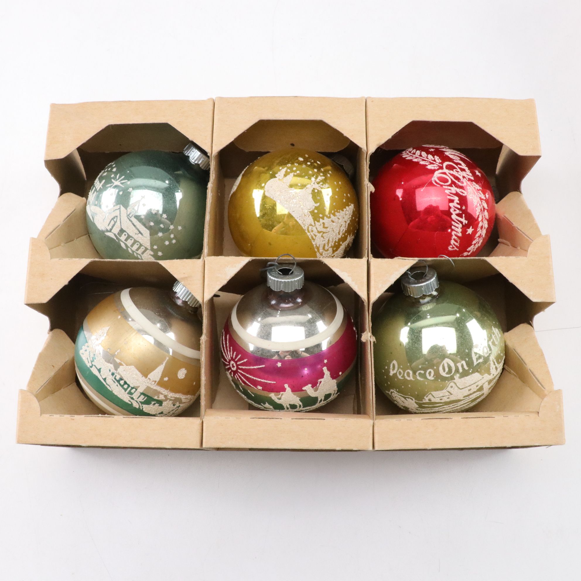 Shiny-Brite with Hand-Blown Artisan Glass Christmas Ornaments, Mid-Late 20th C.
