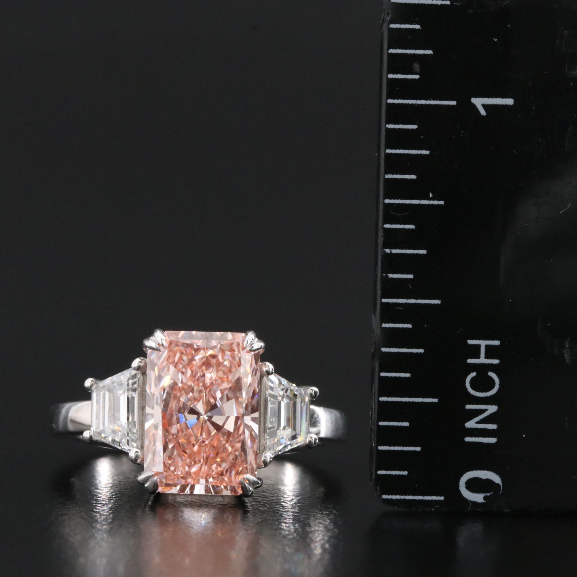 14K 3.85 CTW Fancy Vivid Pink Lab Grown Diamond Ring with IGI Report