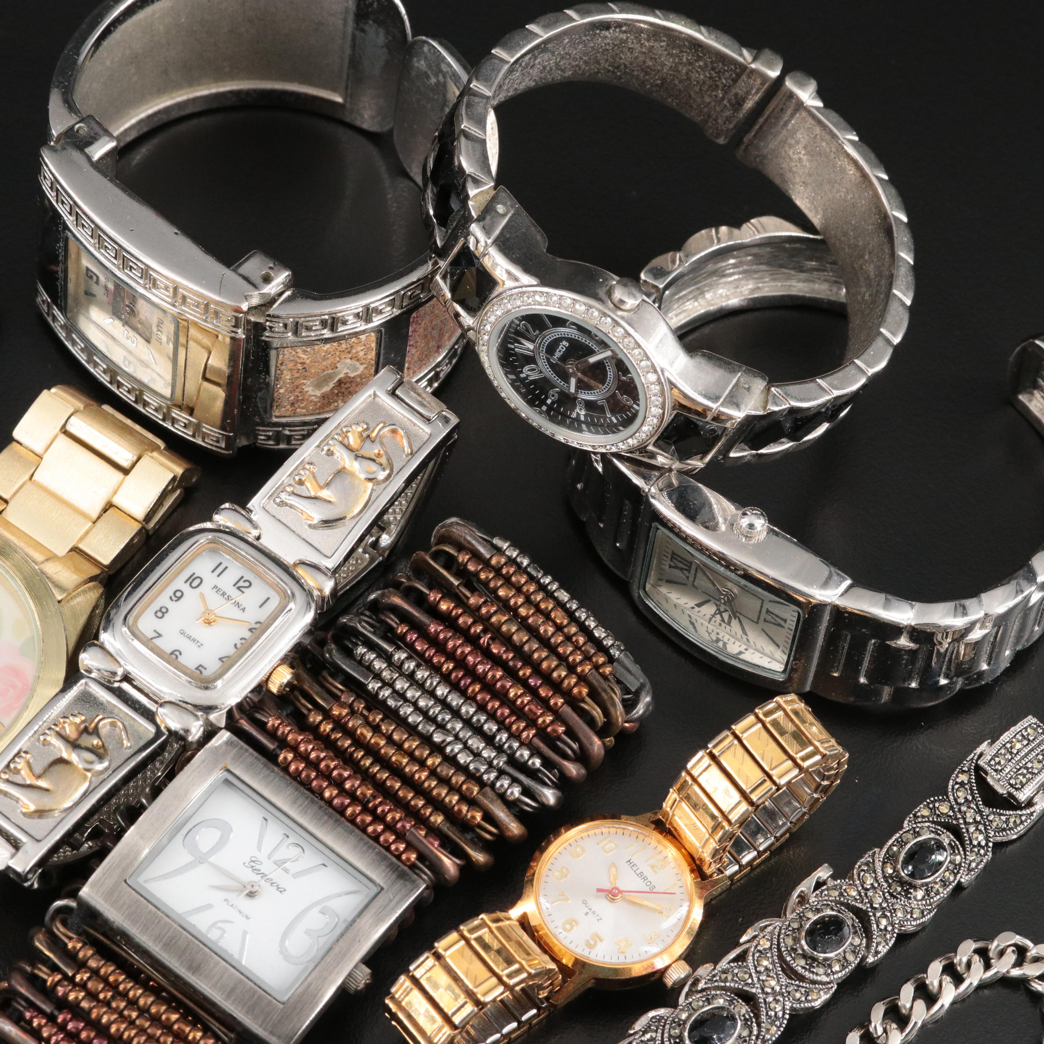 Collection of Quartz Watches Featuring 1942 Walking Liberty Coin and Swiss Army