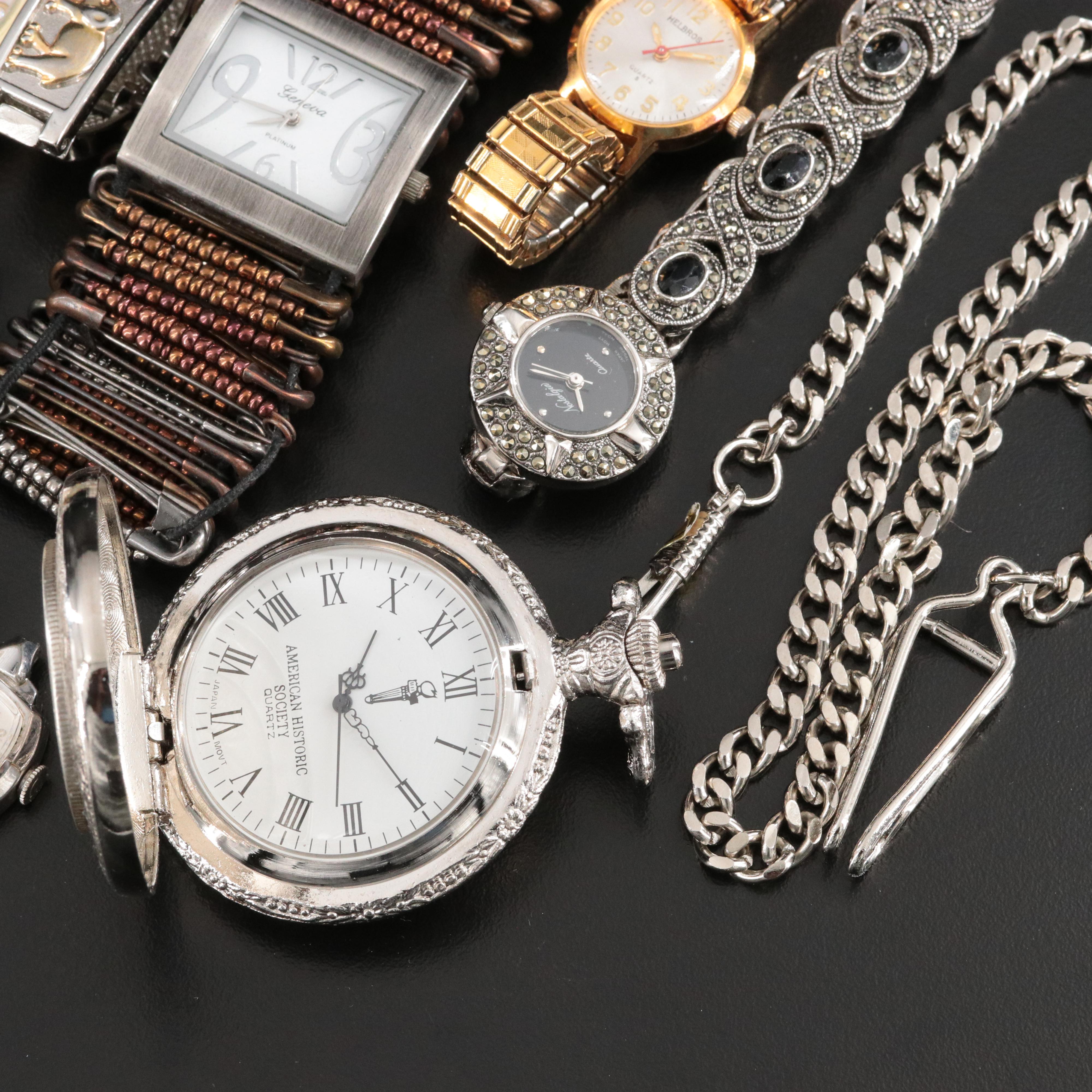 Collection of Quartz Watches Featuring 1942 Walking Liberty Coin and Swiss Army