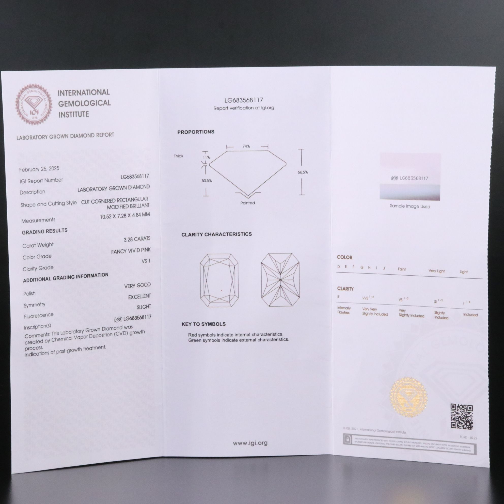 14K 3.85 CTW Fancy Vivid Pink Lab Grown Diamond Ring with IGI Report