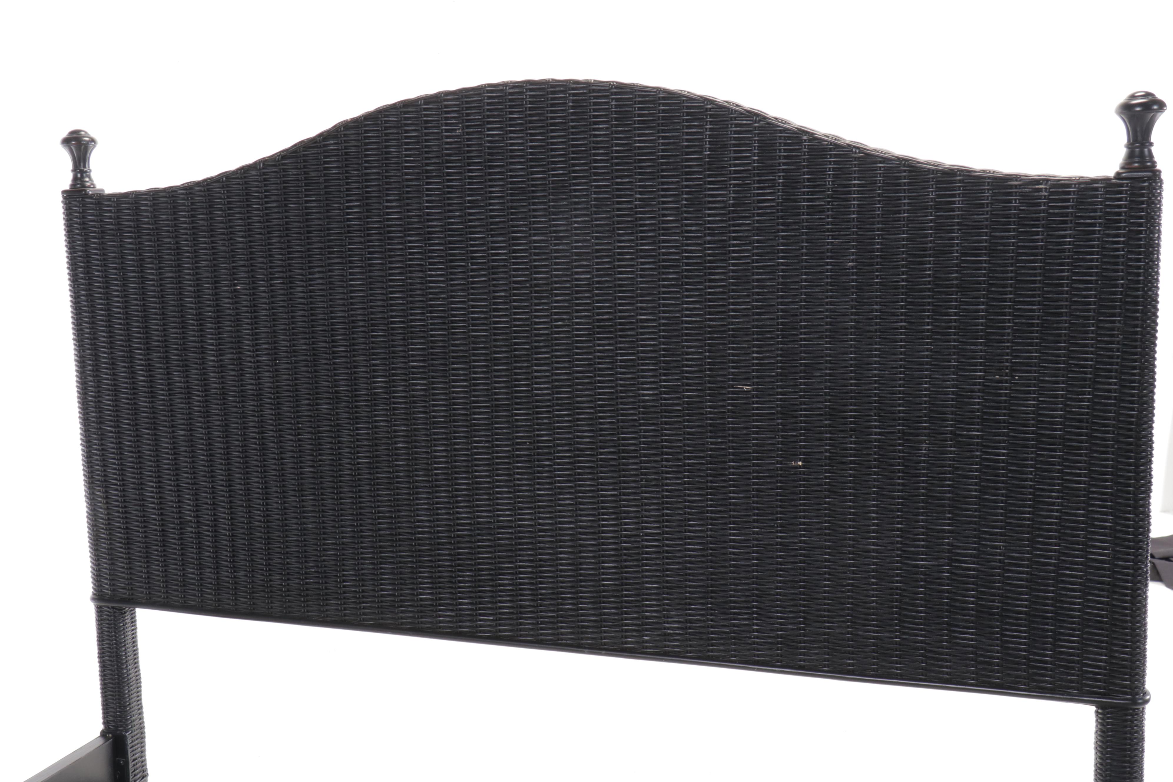 Stanley Furniture Company Queen-Sized Black Wicker Bed Frame