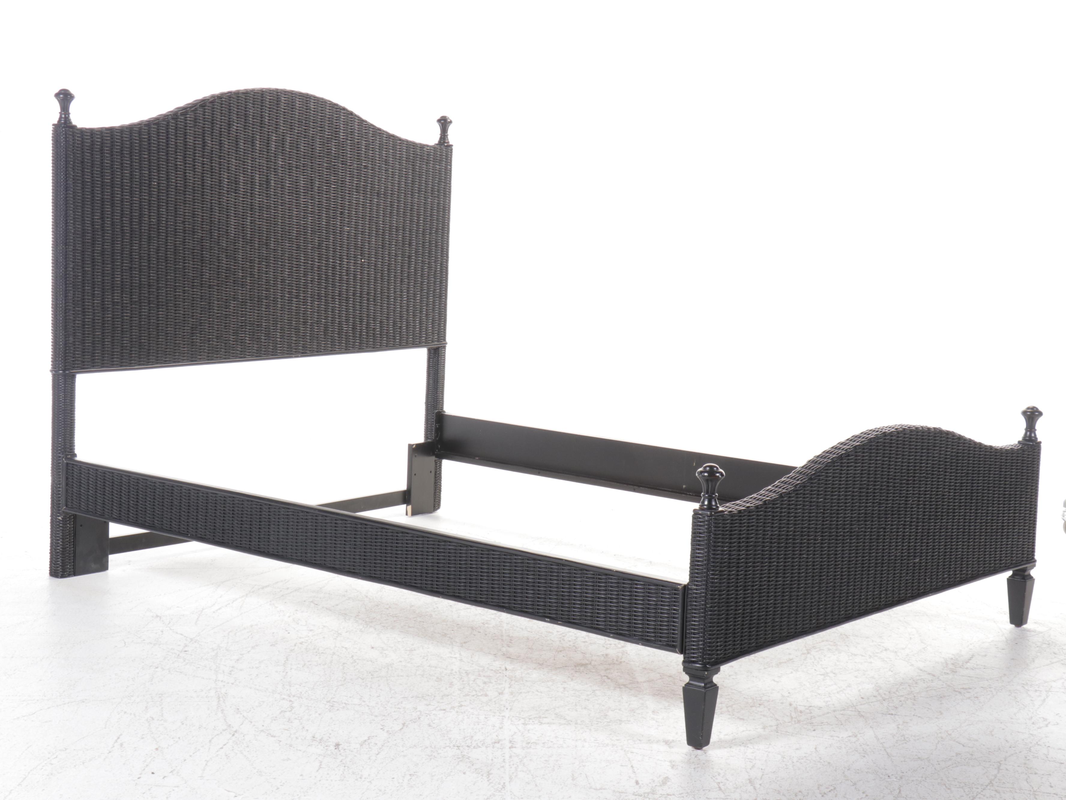 Stanley Furniture Company Queen-Sized Black Wicker Bed Frame