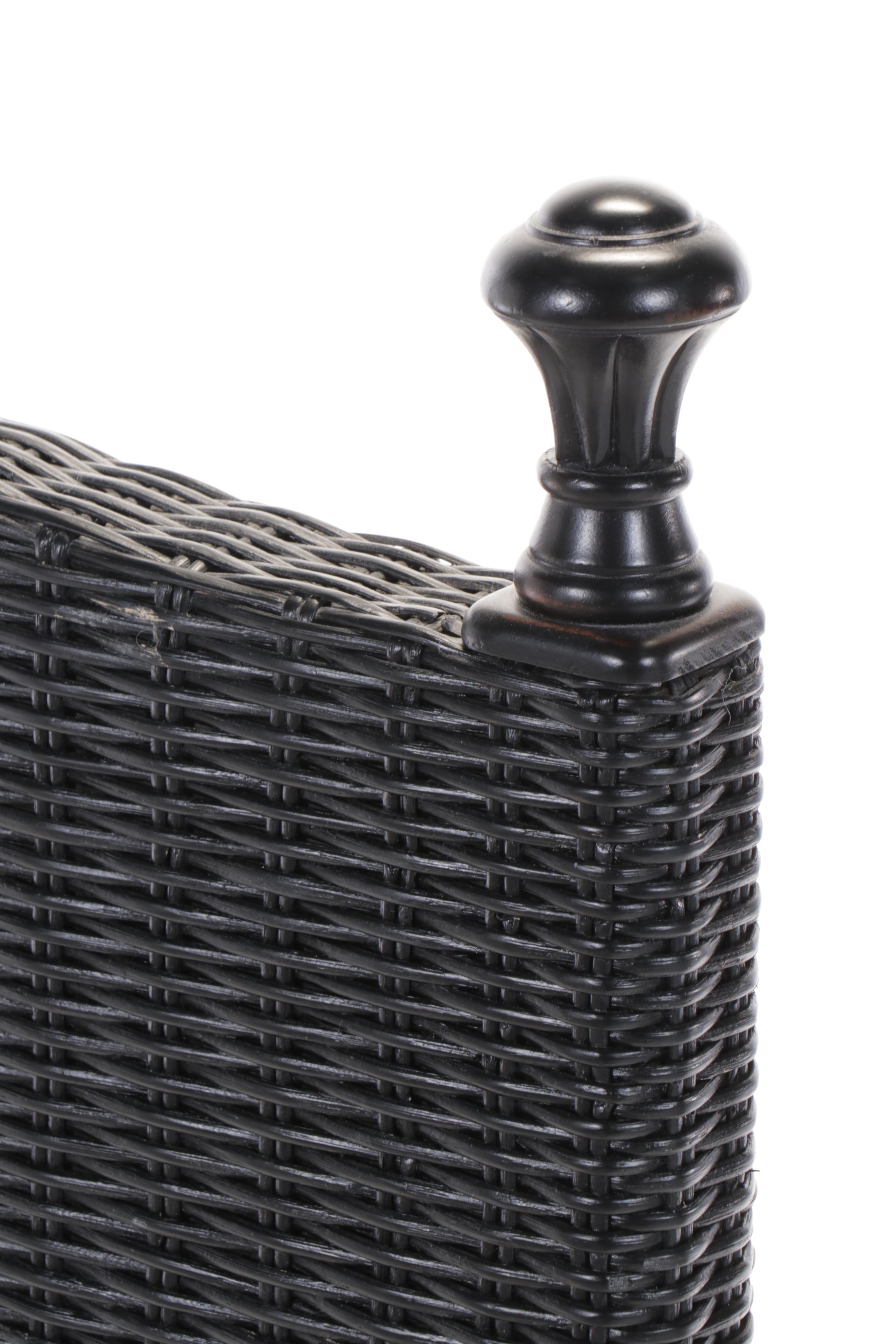 Stanley Furniture Company Queen-Sized Black Wicker Bed Frame