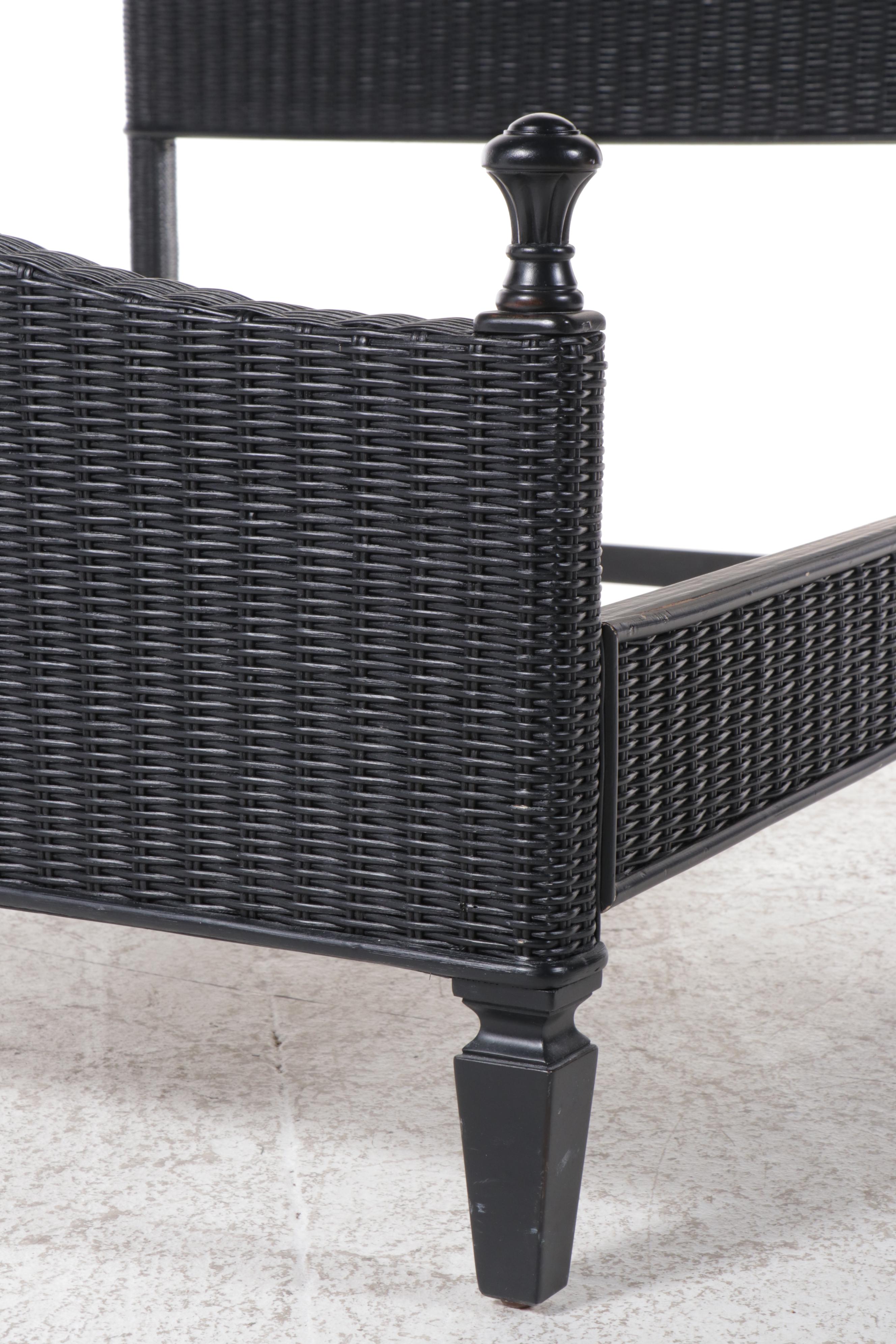 Stanley Furniture Company Queen-Sized Black Wicker Bed Frame