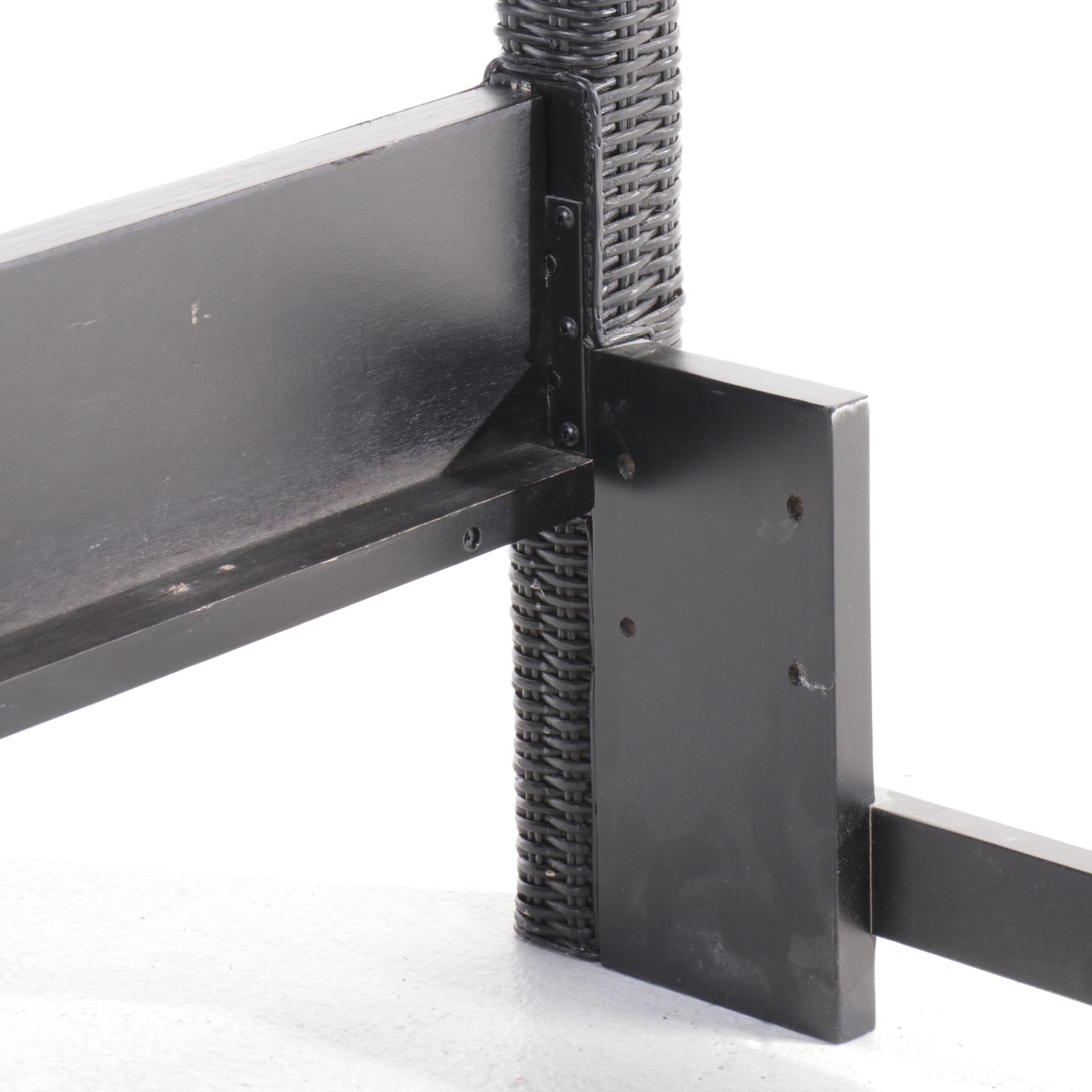 Stanley Furniture Company Queen-Sized Black Wicker Bed Frame