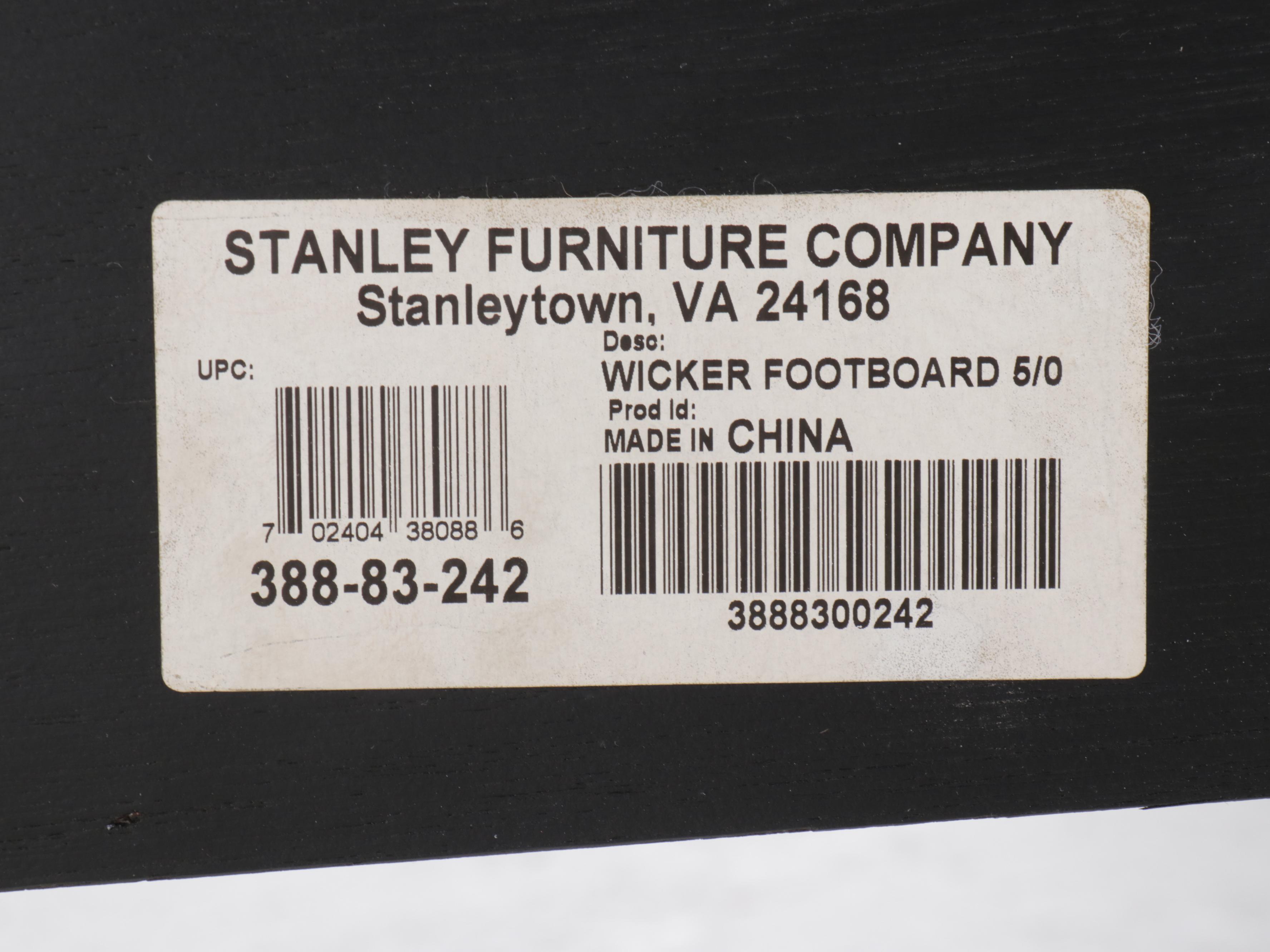 Stanley Furniture Company Queen-Sized Black Wicker Bed Frame