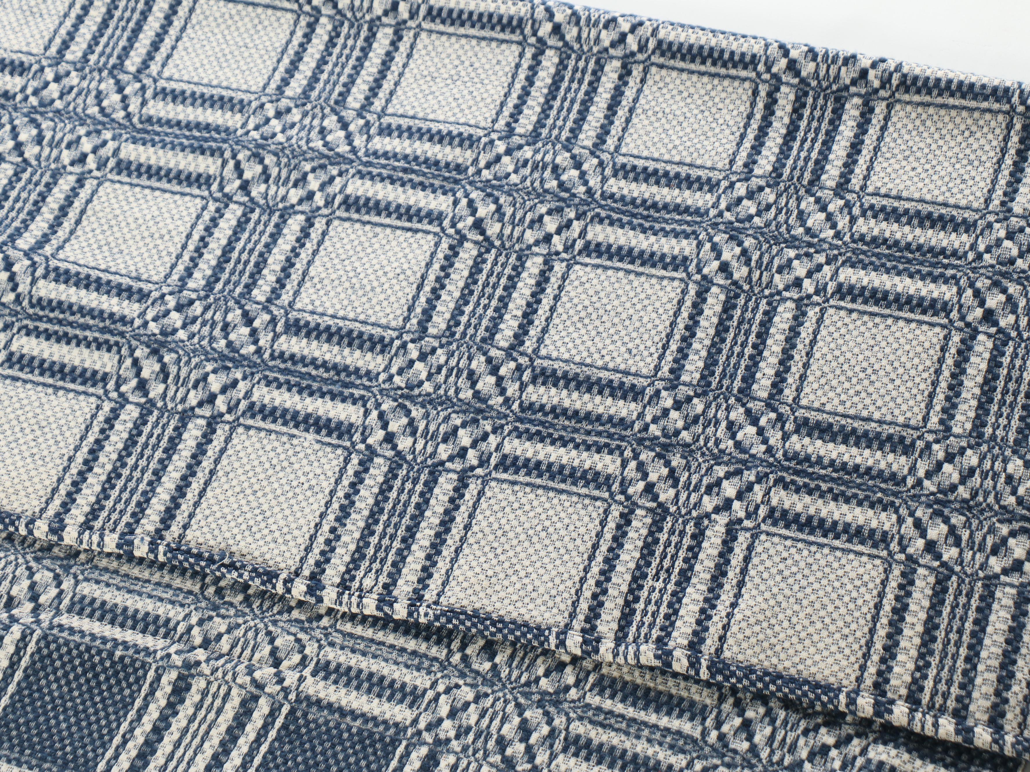 American Jacquard-Woven Geometric Overshot Coverlet