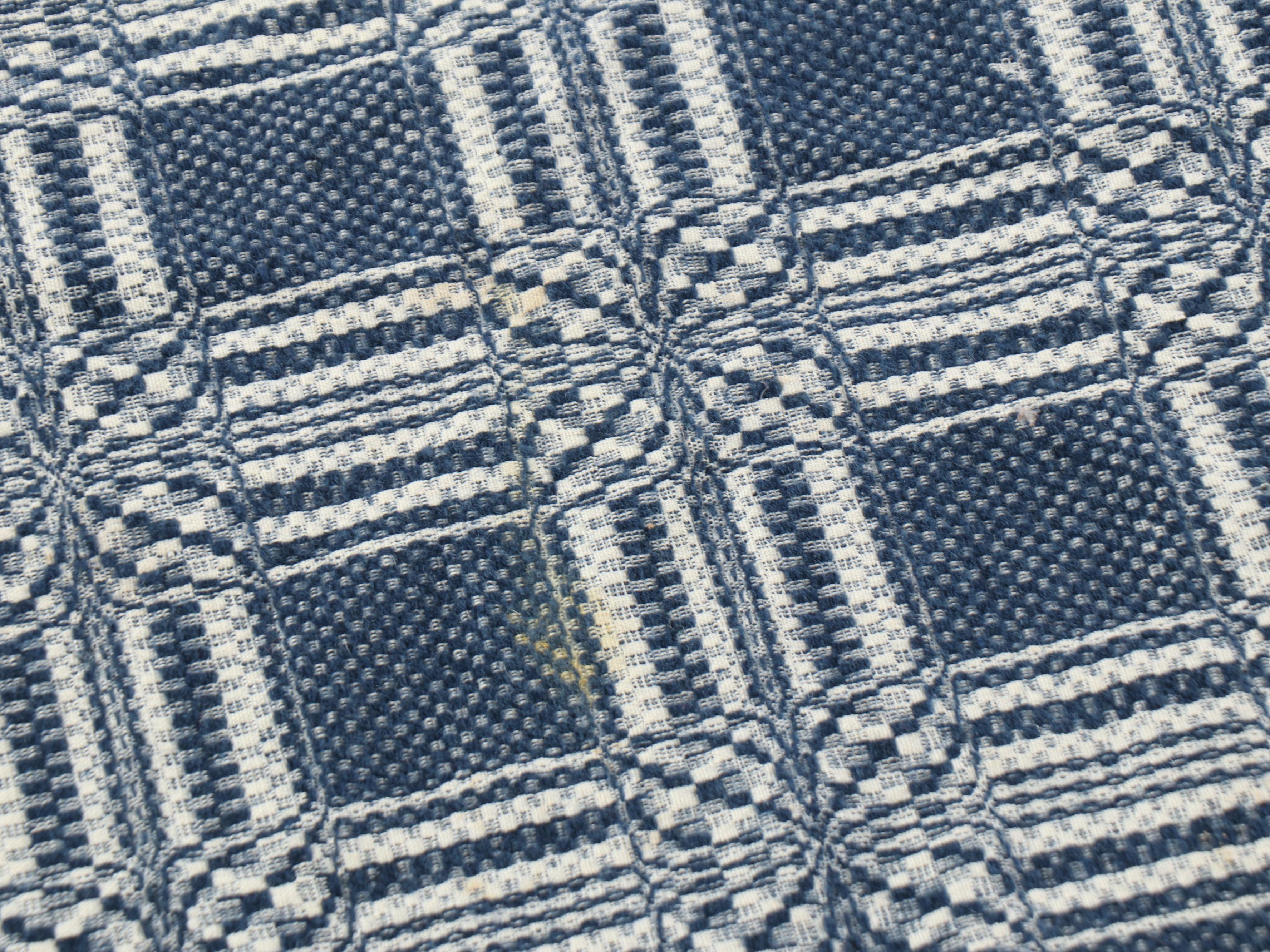 American Jacquard-Woven Geometric Overshot Coverlet