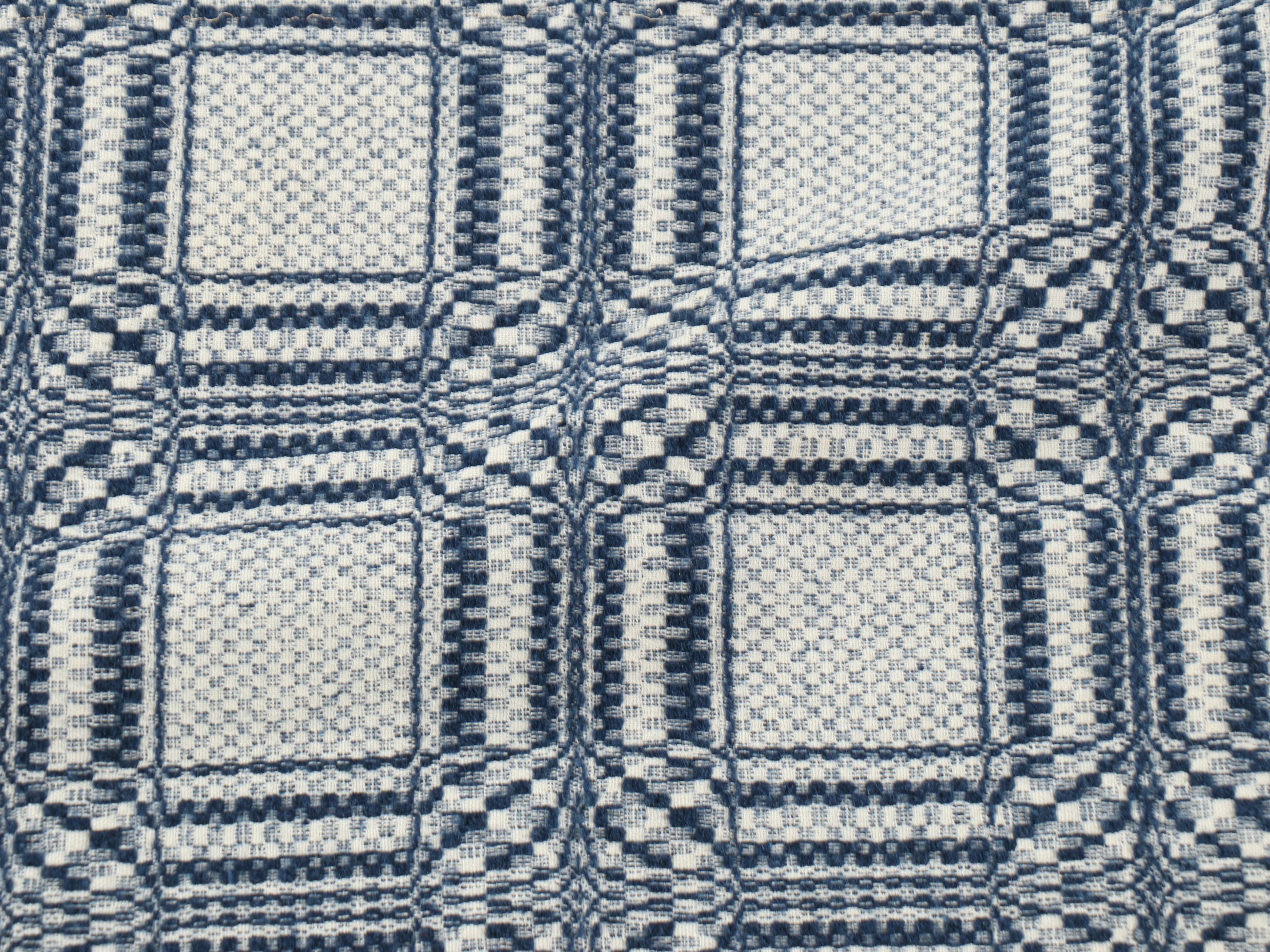 American Jacquard-Woven Geometric Overshot Coverlet