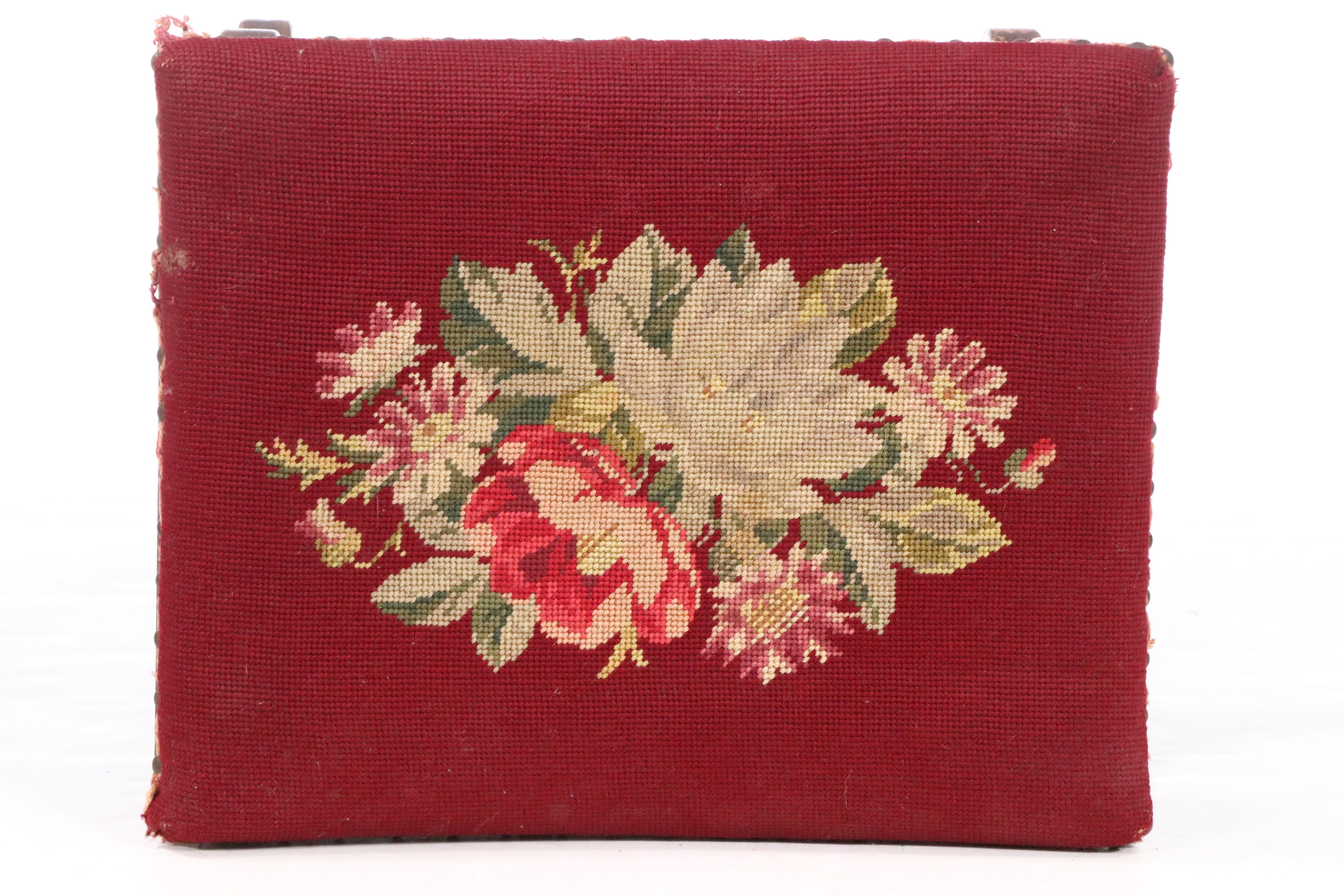 Vander Ley Brothers Regency Style Needlepoint Topped Footstool