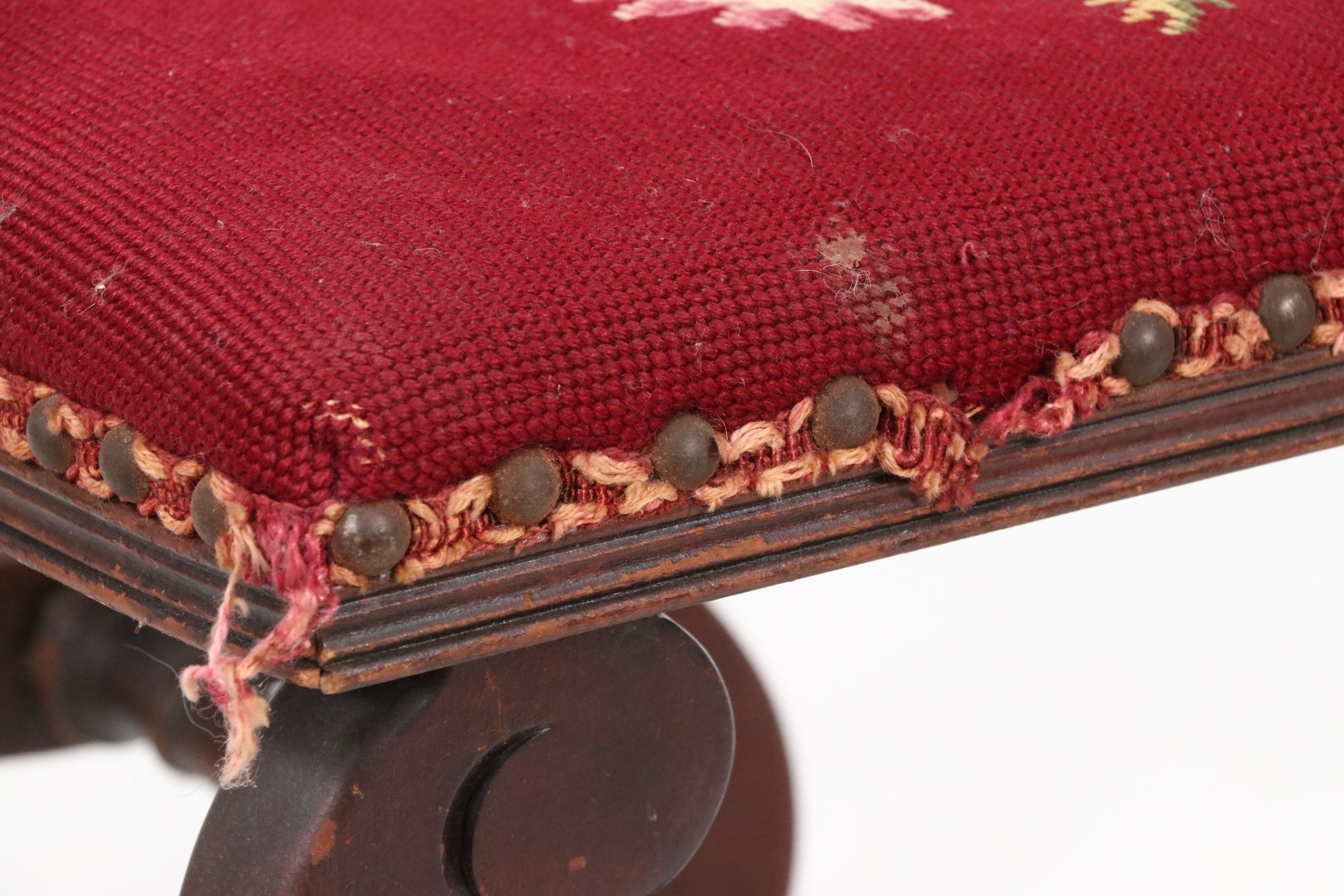 Vander Ley Brothers Regency Style Needlepoint Topped Footstool