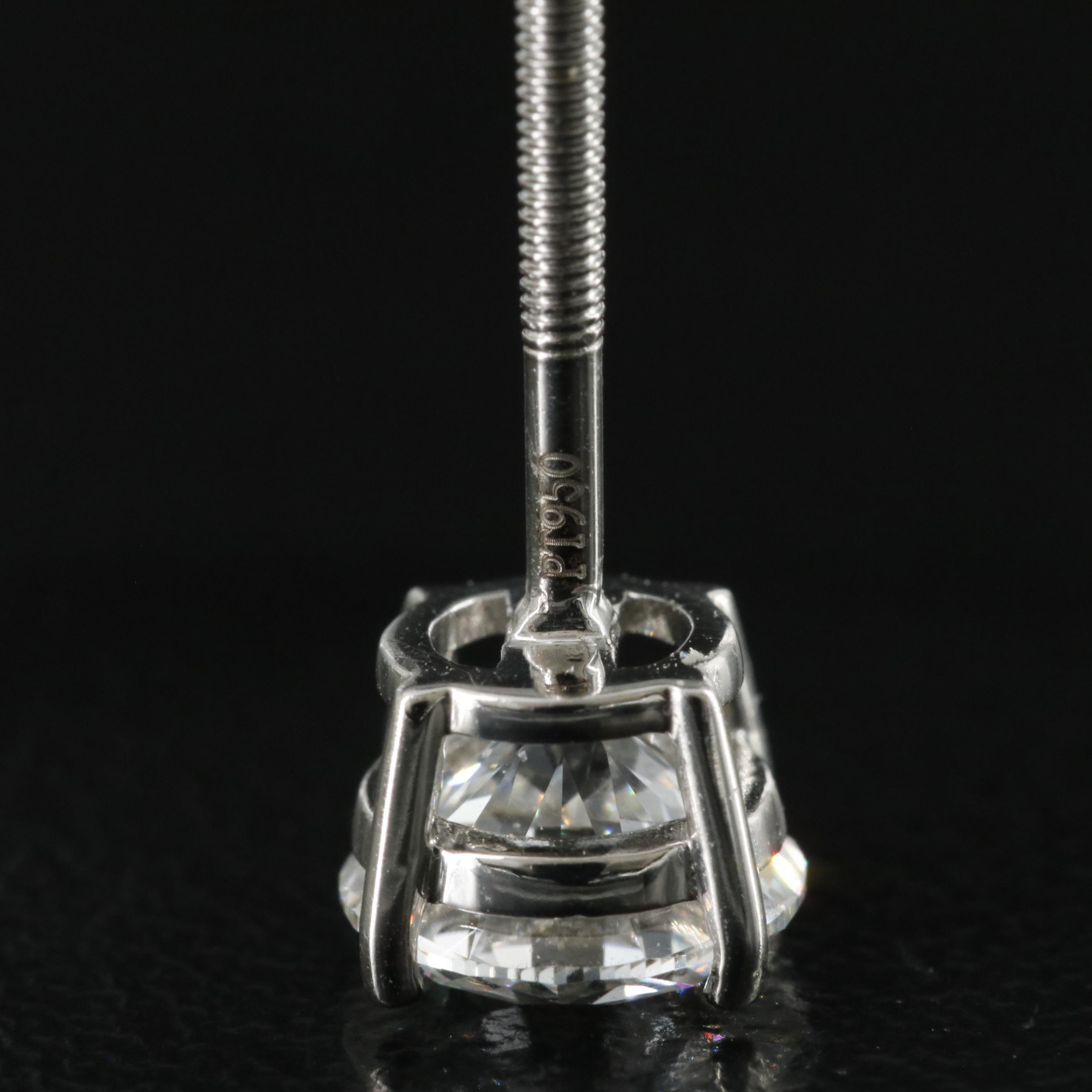 Platinum 2.01 CTW Lab Grown Diamond Stud Earrings with IGI Reports