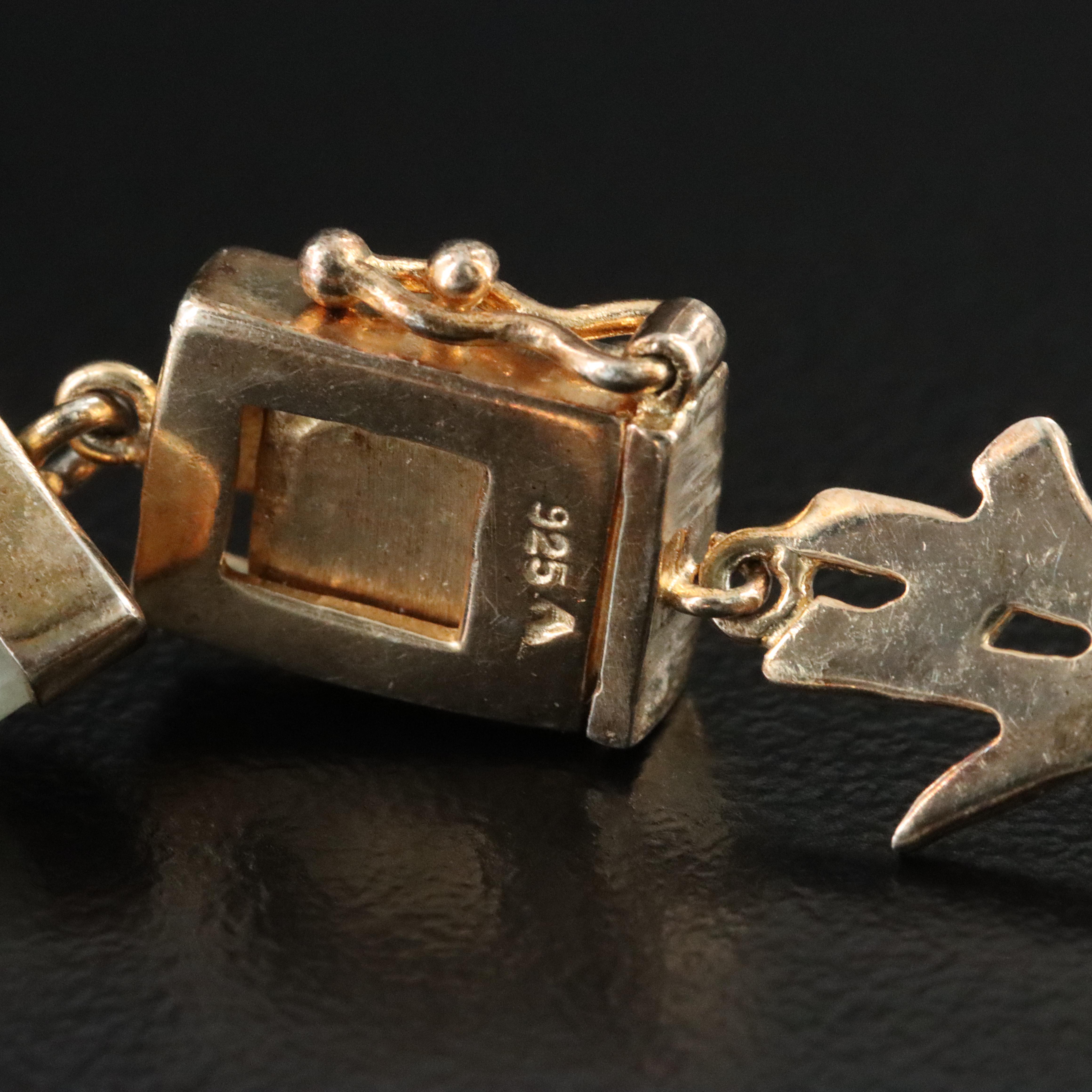 Sterling Jadeite and Chinese Character Bracelet