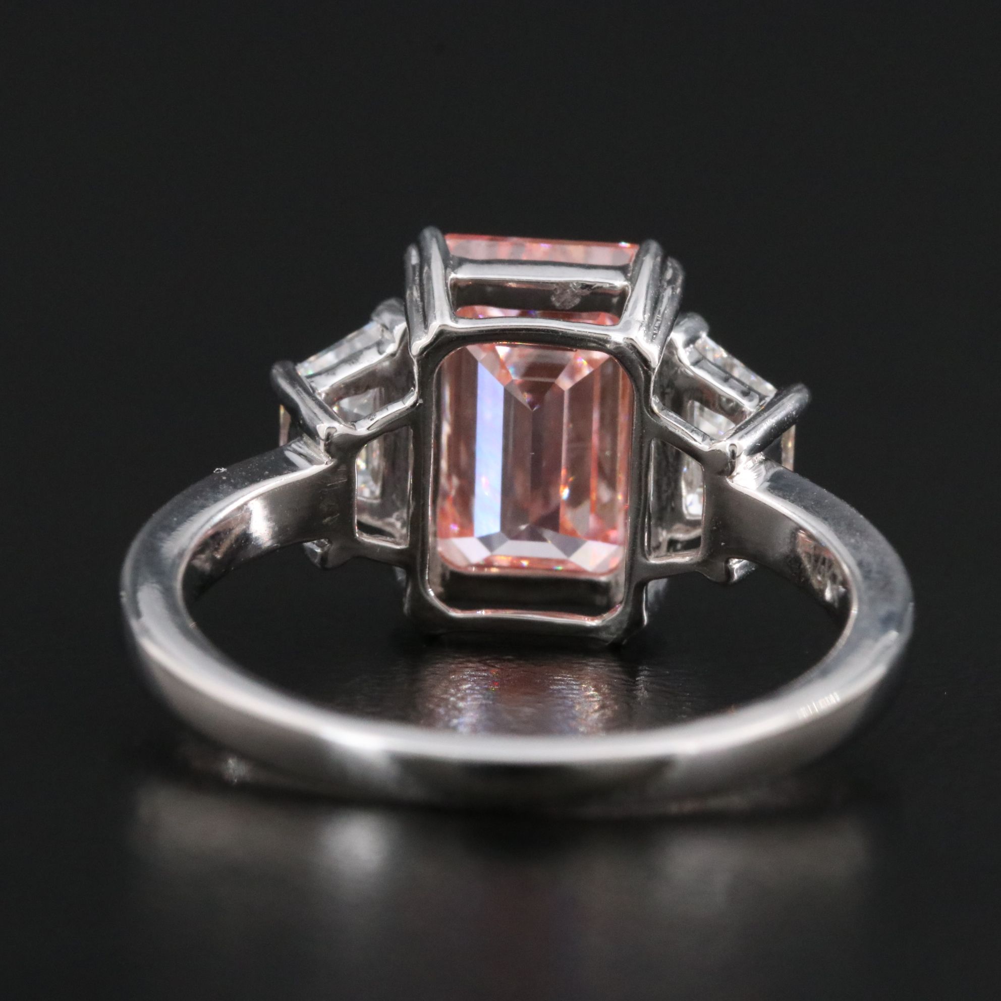 14K 3.79 CTW Lab Grown Diamond Ring with Fancy Pink Center and IGI Report