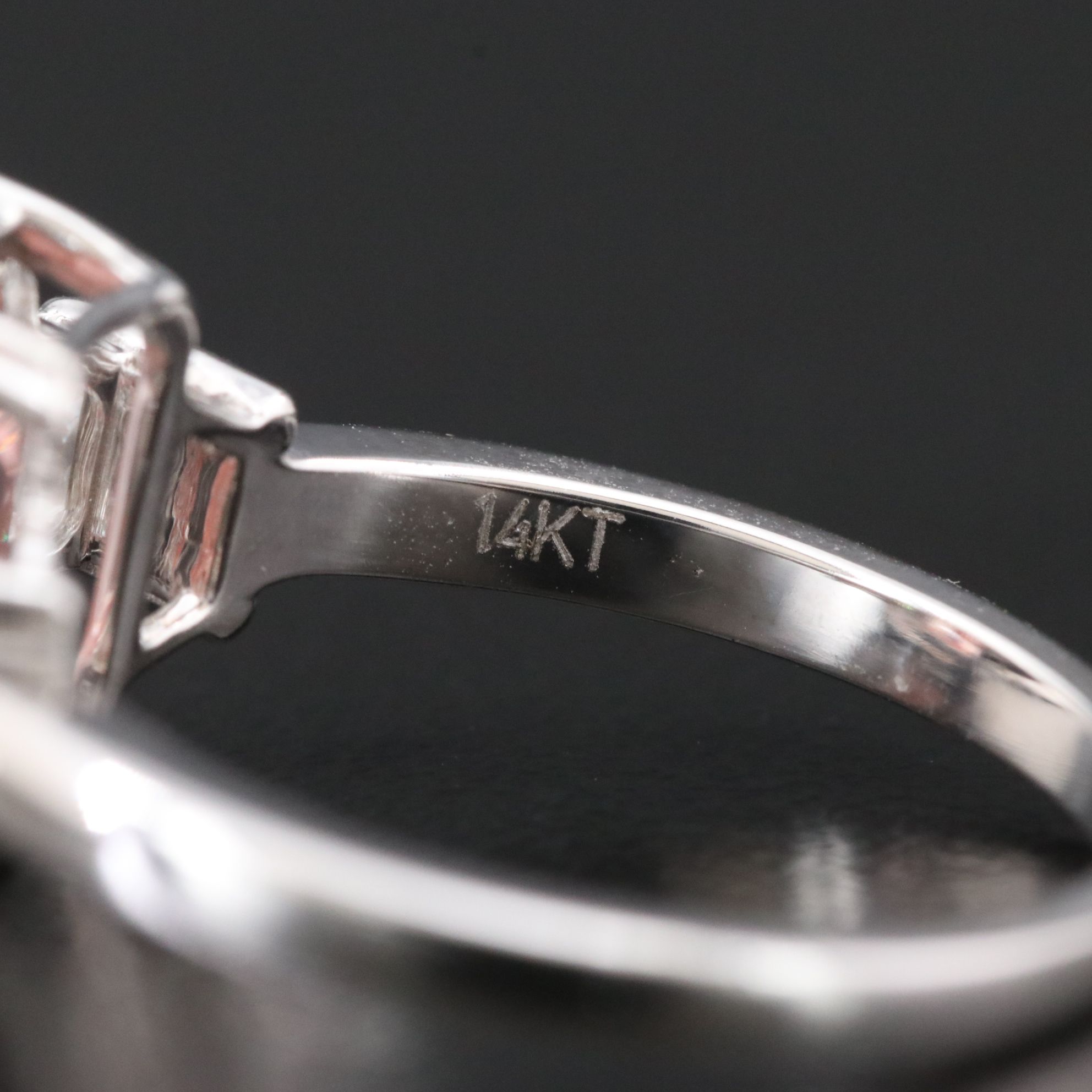 14K 3.79 CTW Lab Grown Diamond Ring with Fancy Pink Center and IGI Report