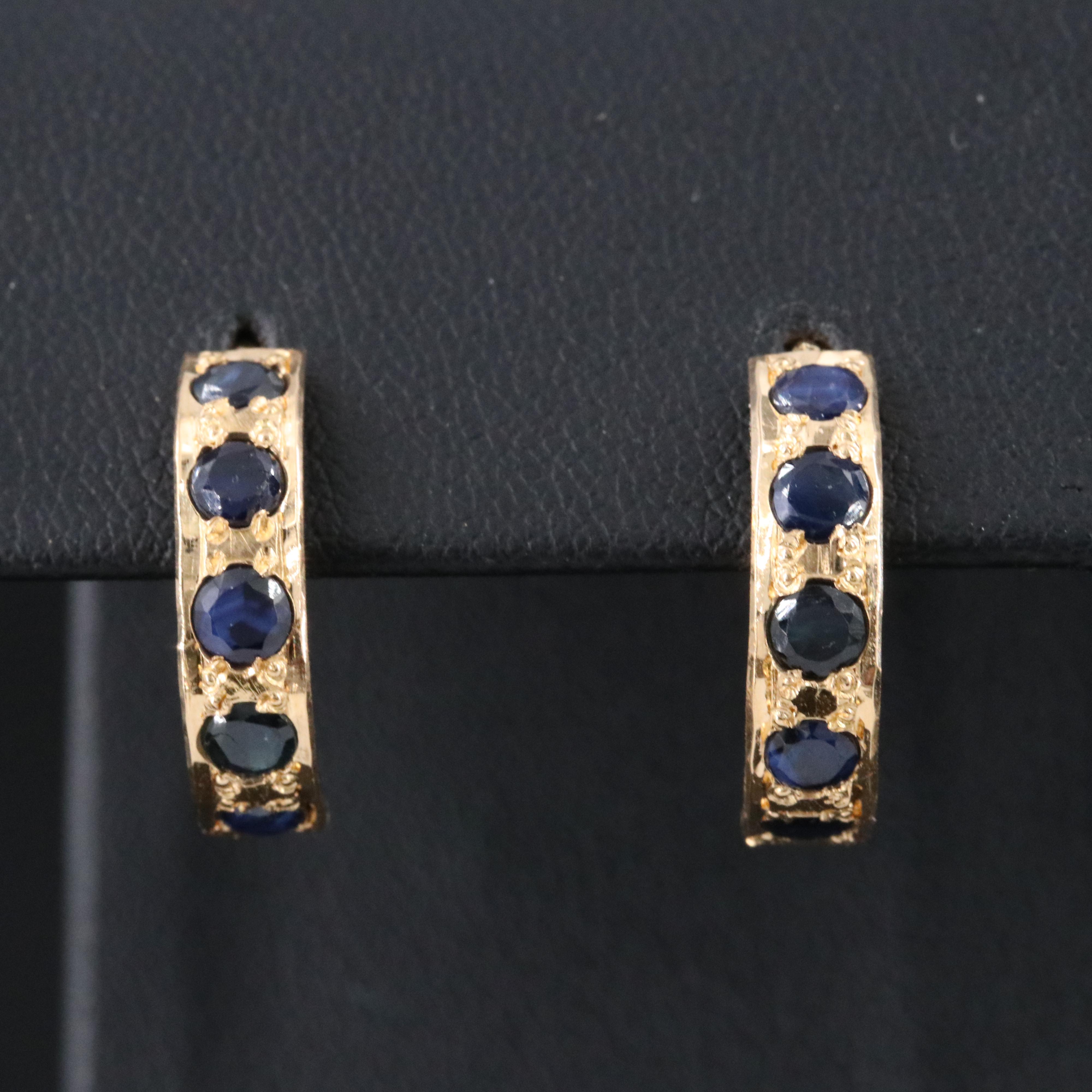 21K Sapphire Half-Hoop Earrings