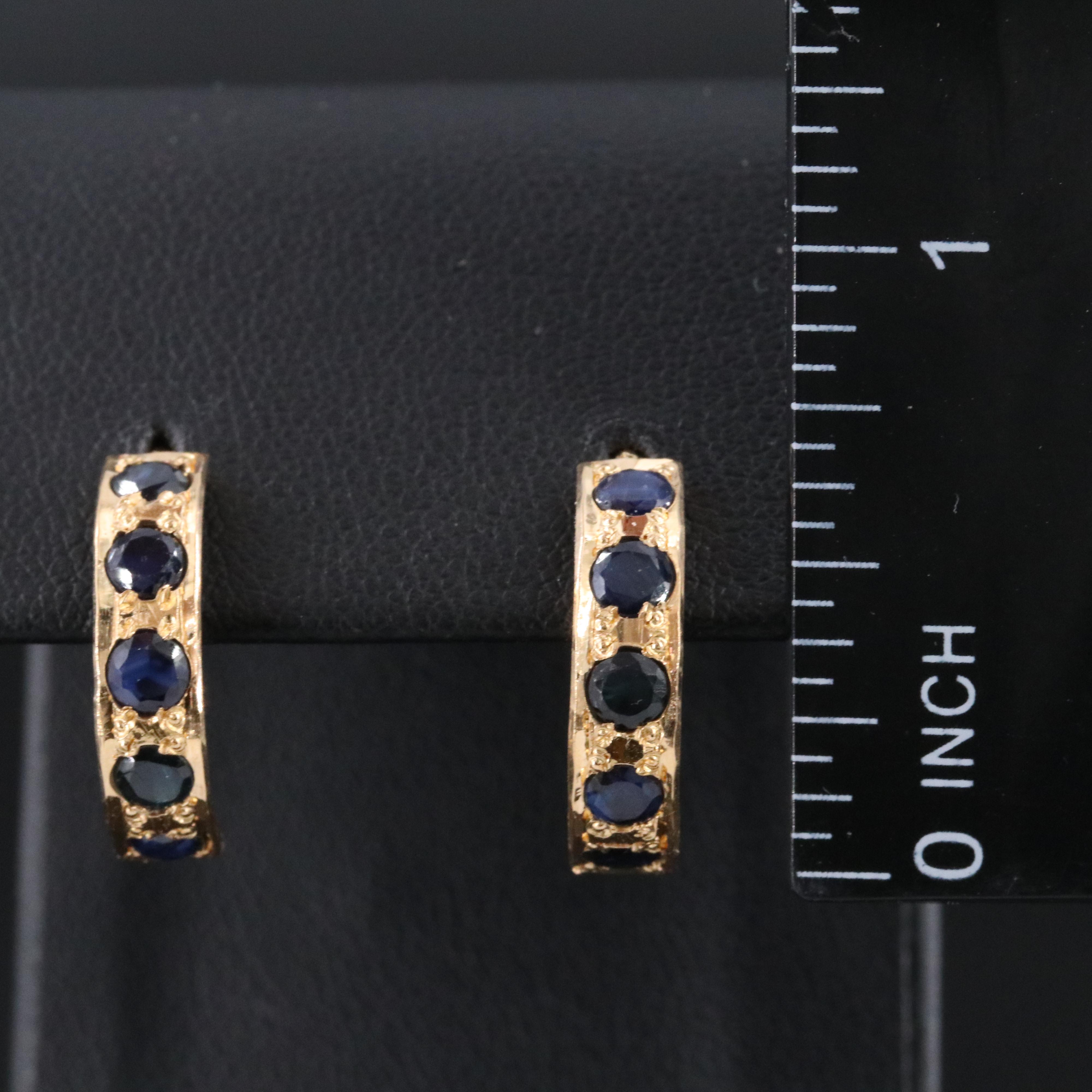 21K Sapphire Half-Hoop Earrings