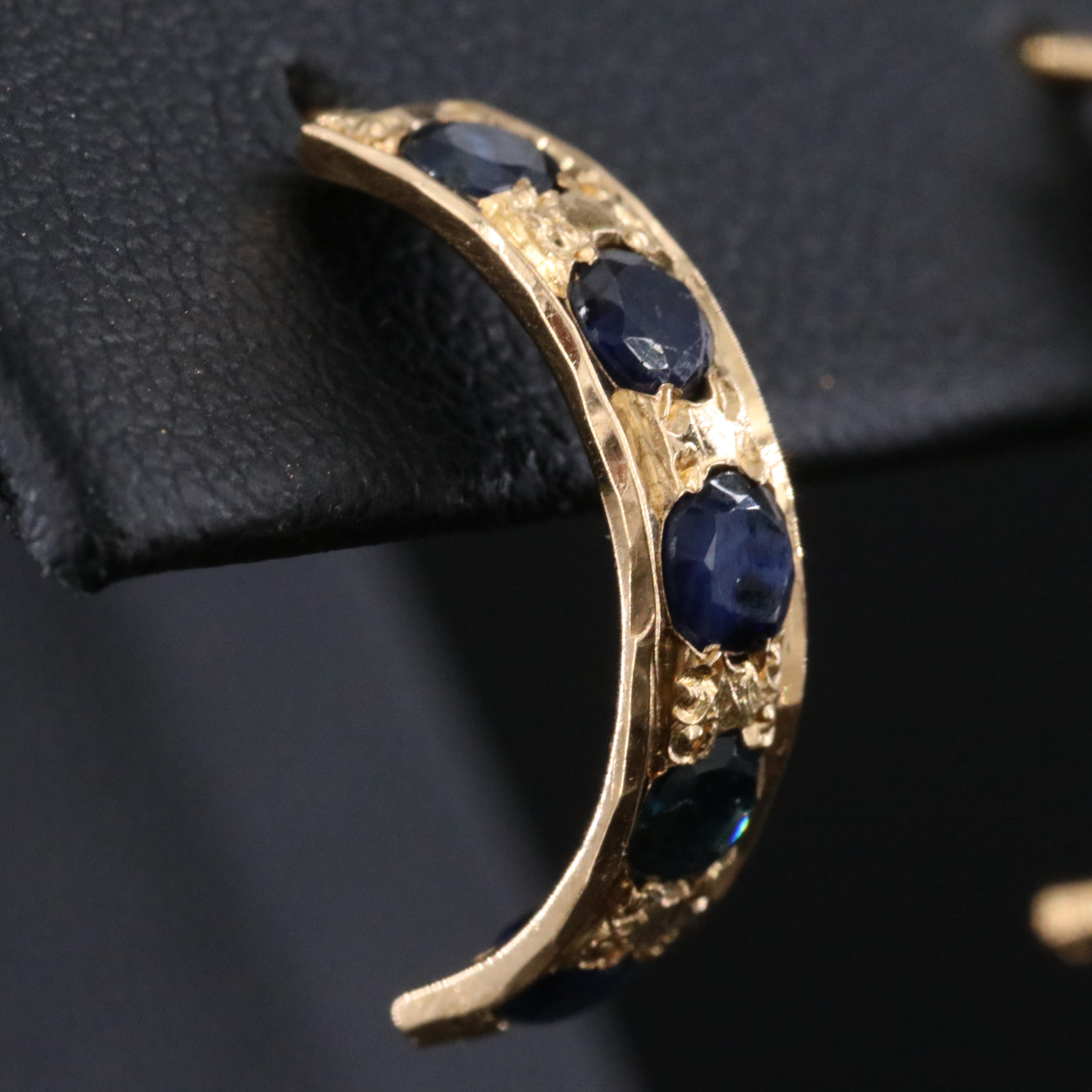 21K Sapphire Half-Hoop Earrings