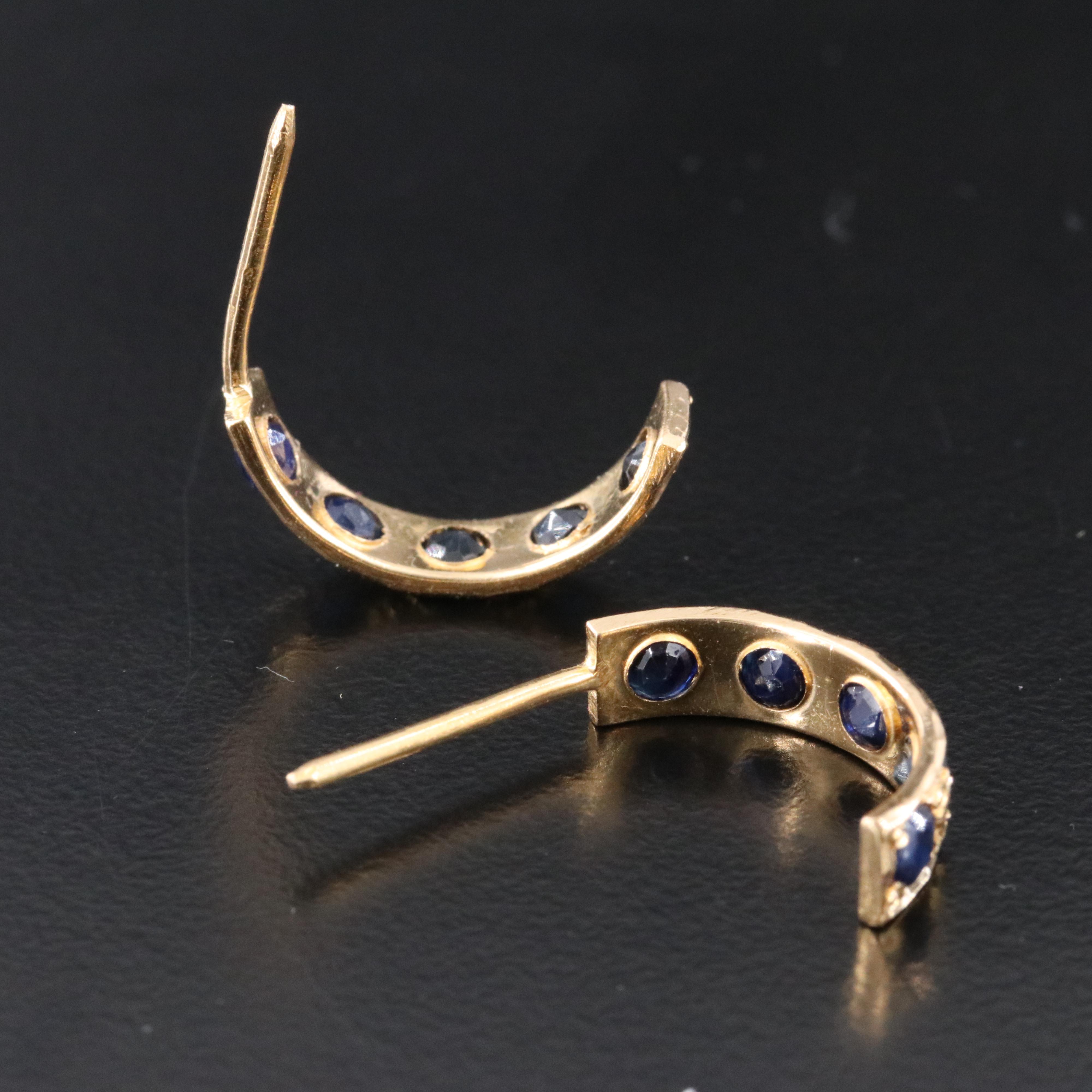 21K Sapphire Half-Hoop Earrings