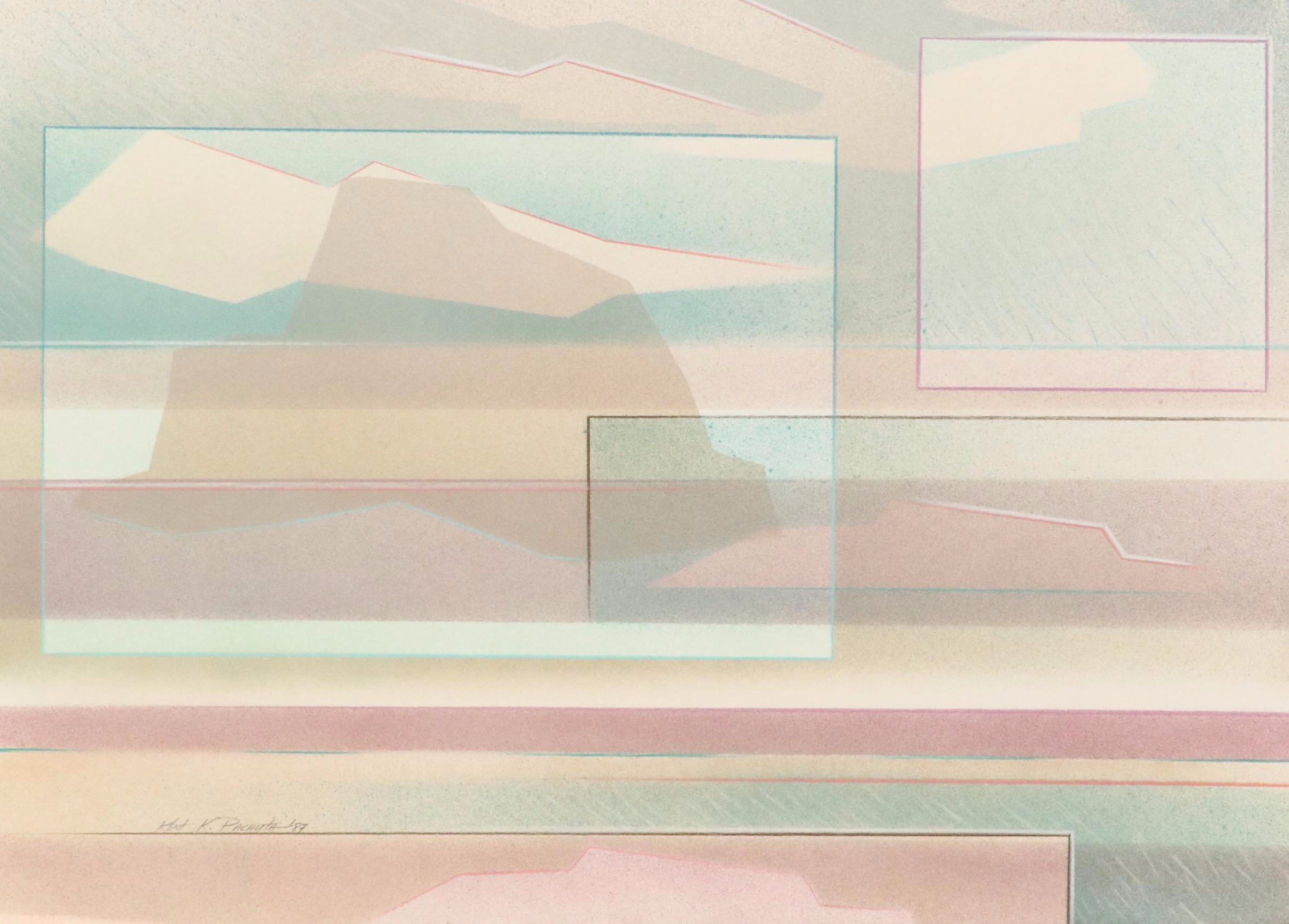 Kent K. Pachuta Abstract Mixed Media Painting, 1987