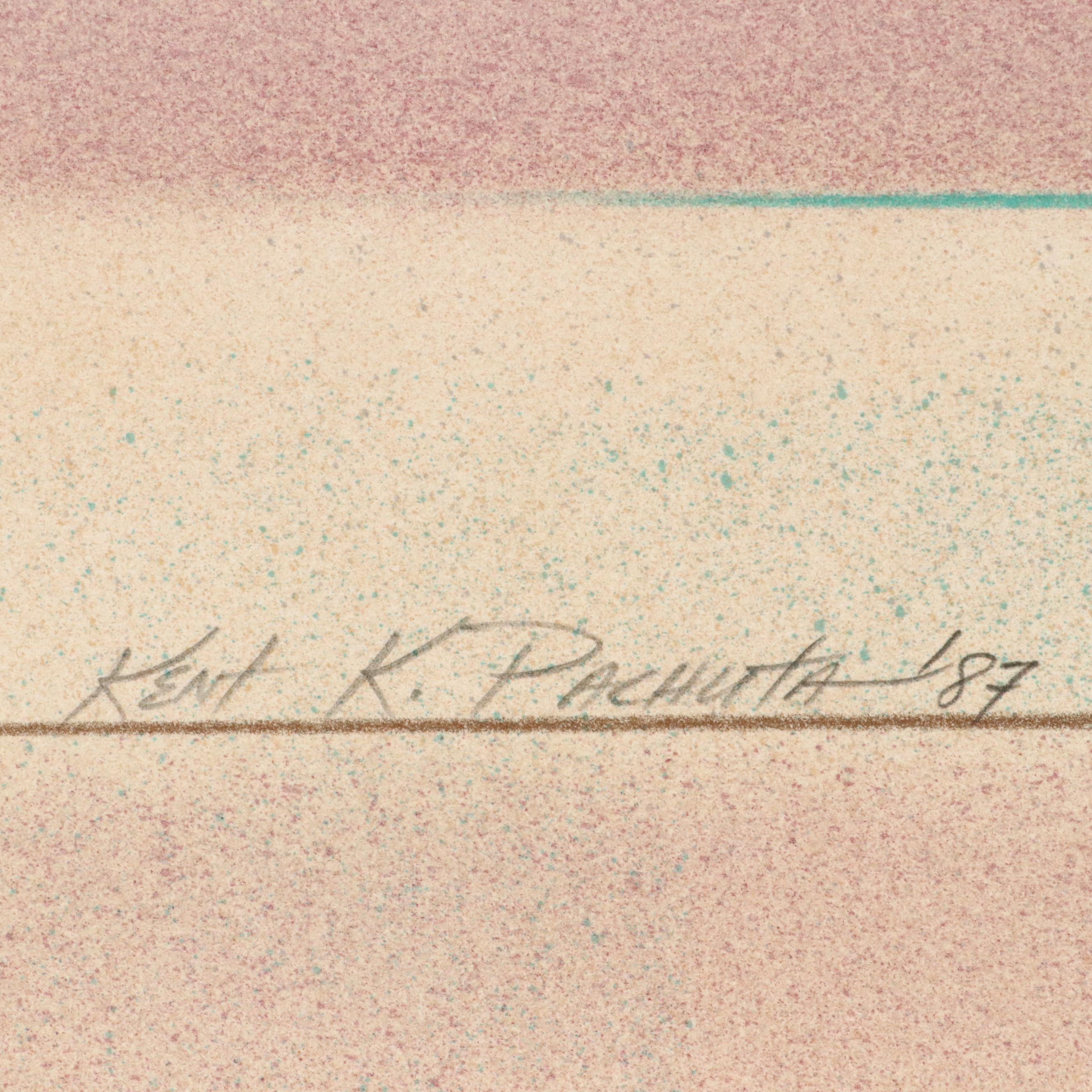 Kent K. Pachuta Abstract Mixed Media Painting, 1987