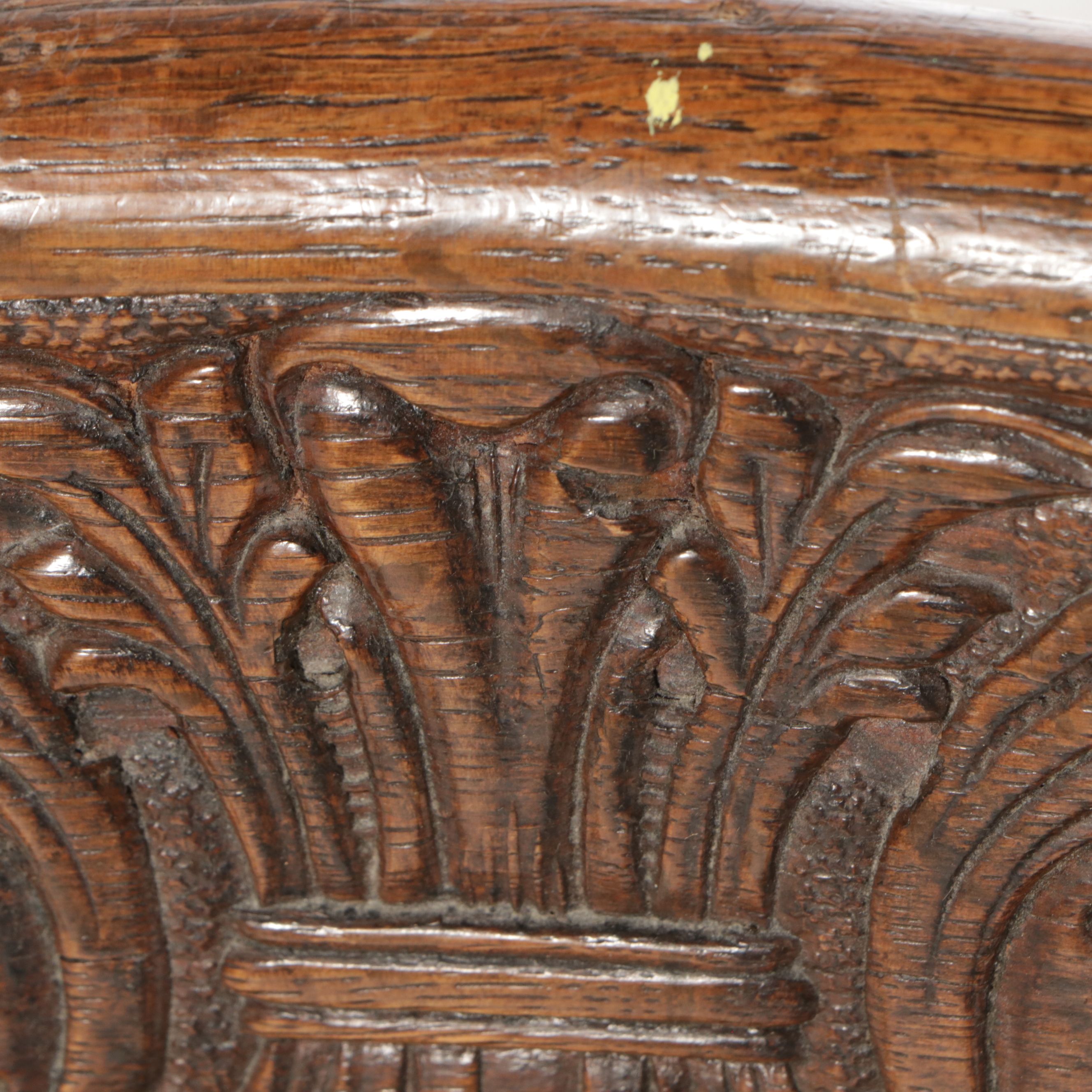 Victorian Carved Oak Rocking Chair with Caned Seat and Bent Wood Armchair