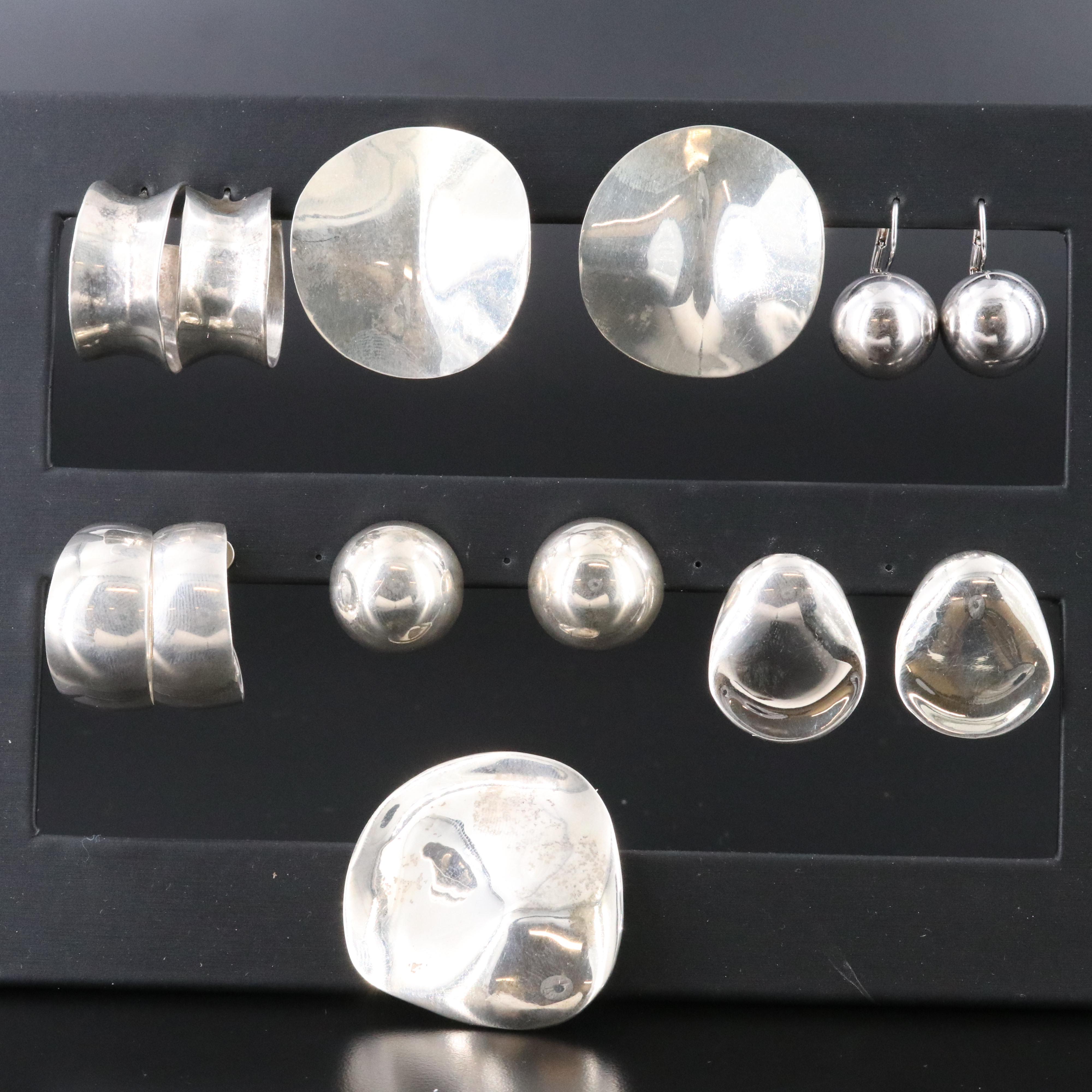 Sterling Earring and Brooch Collection Featuring Mexican Made