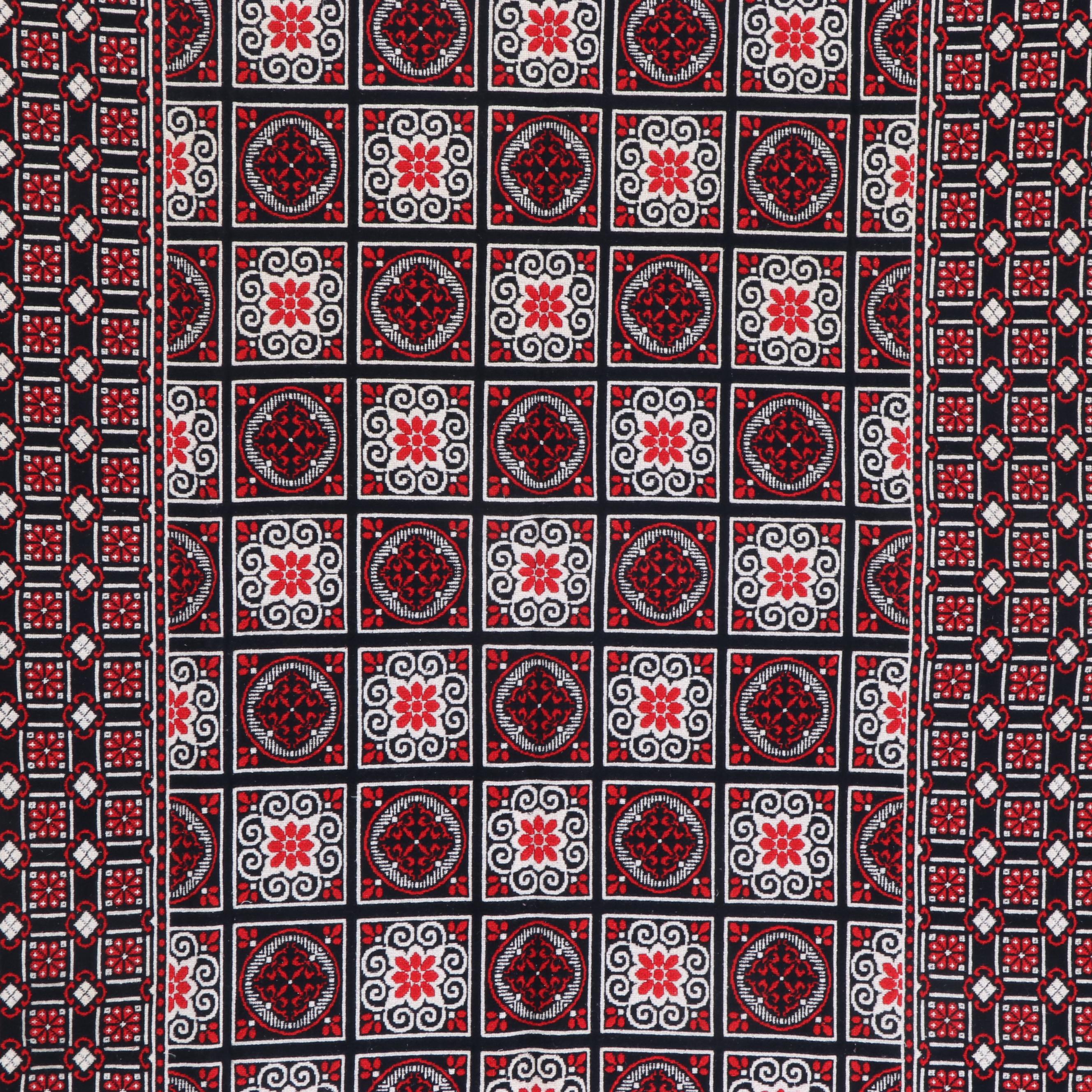 Handwoven Woolen Black, White & Red Reversible Blanket Throw