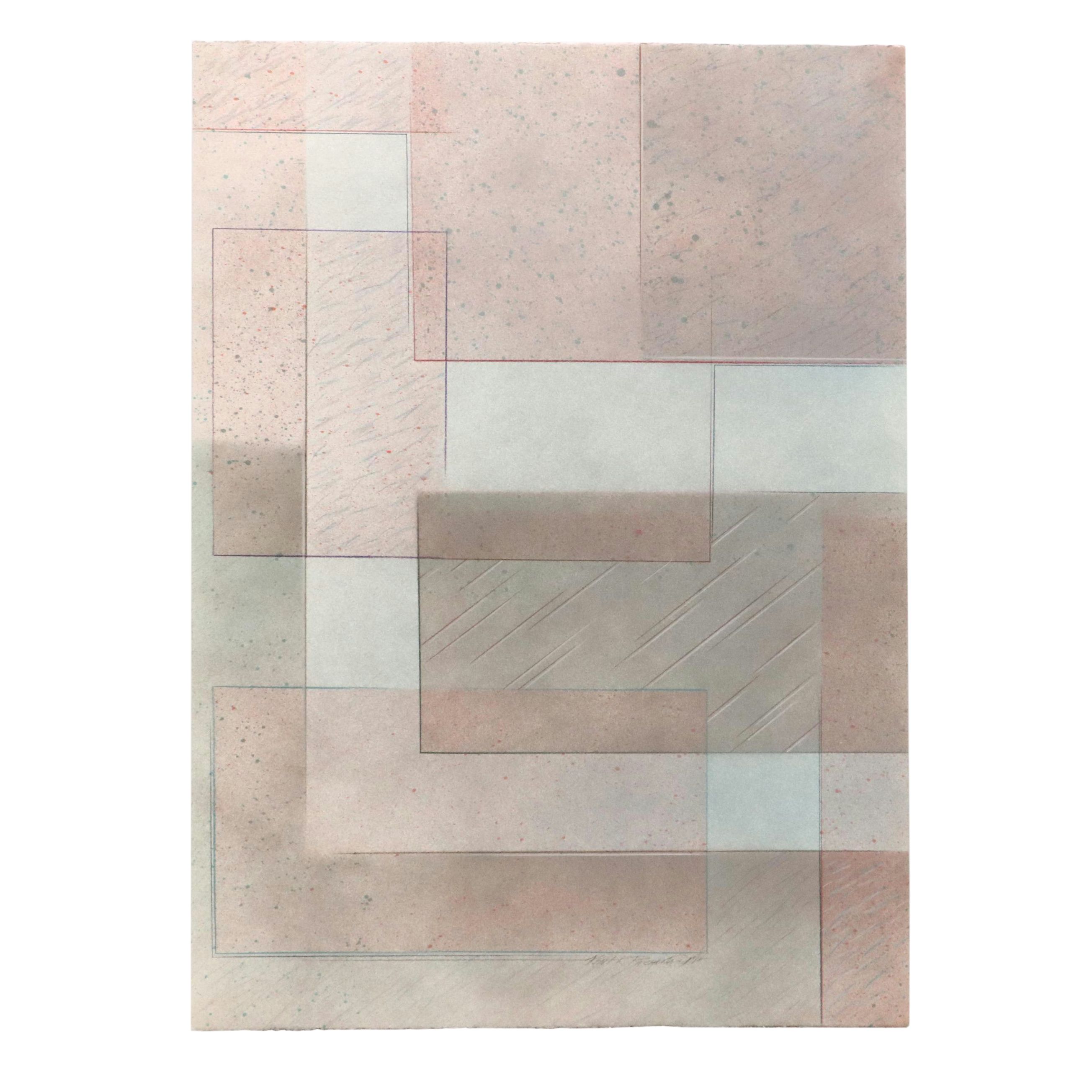 Kent K. Pachuta Abstract Mixed Media Painting, 1984