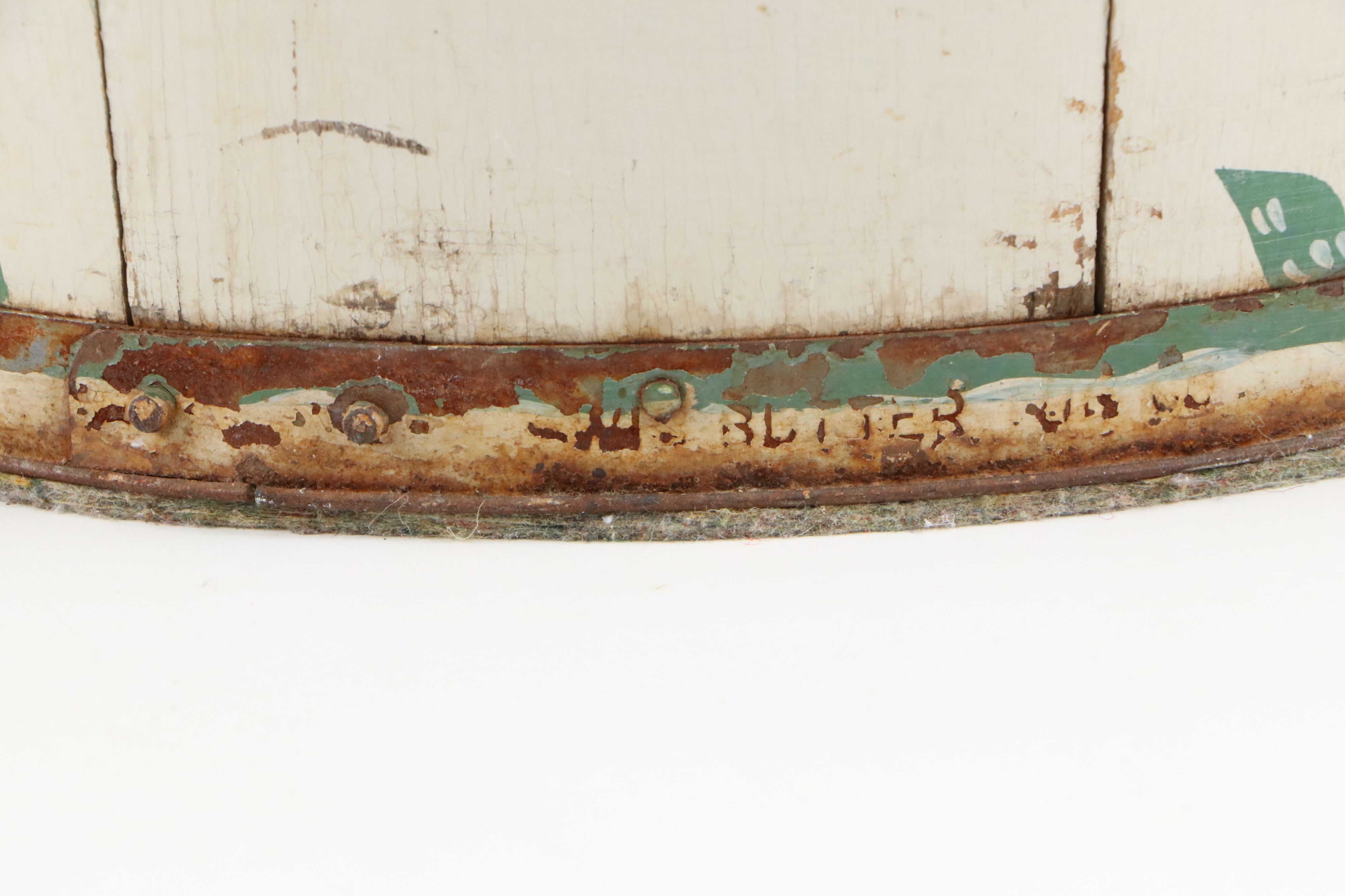 Helen Hume Folk Art Style Hand-Painted Wooden Bucket