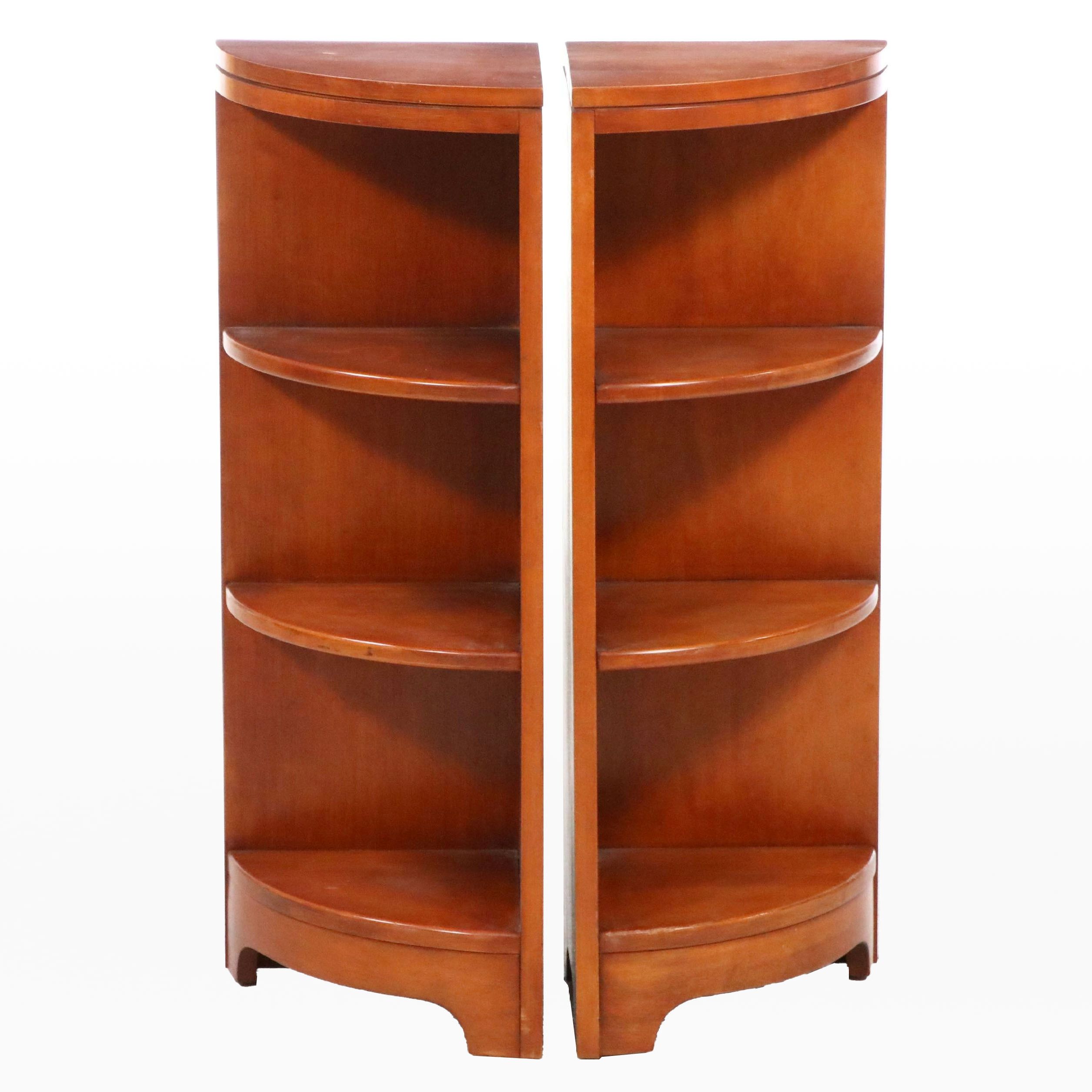 Pair of Whitney Cherry Corner Bookcases, 20th Century